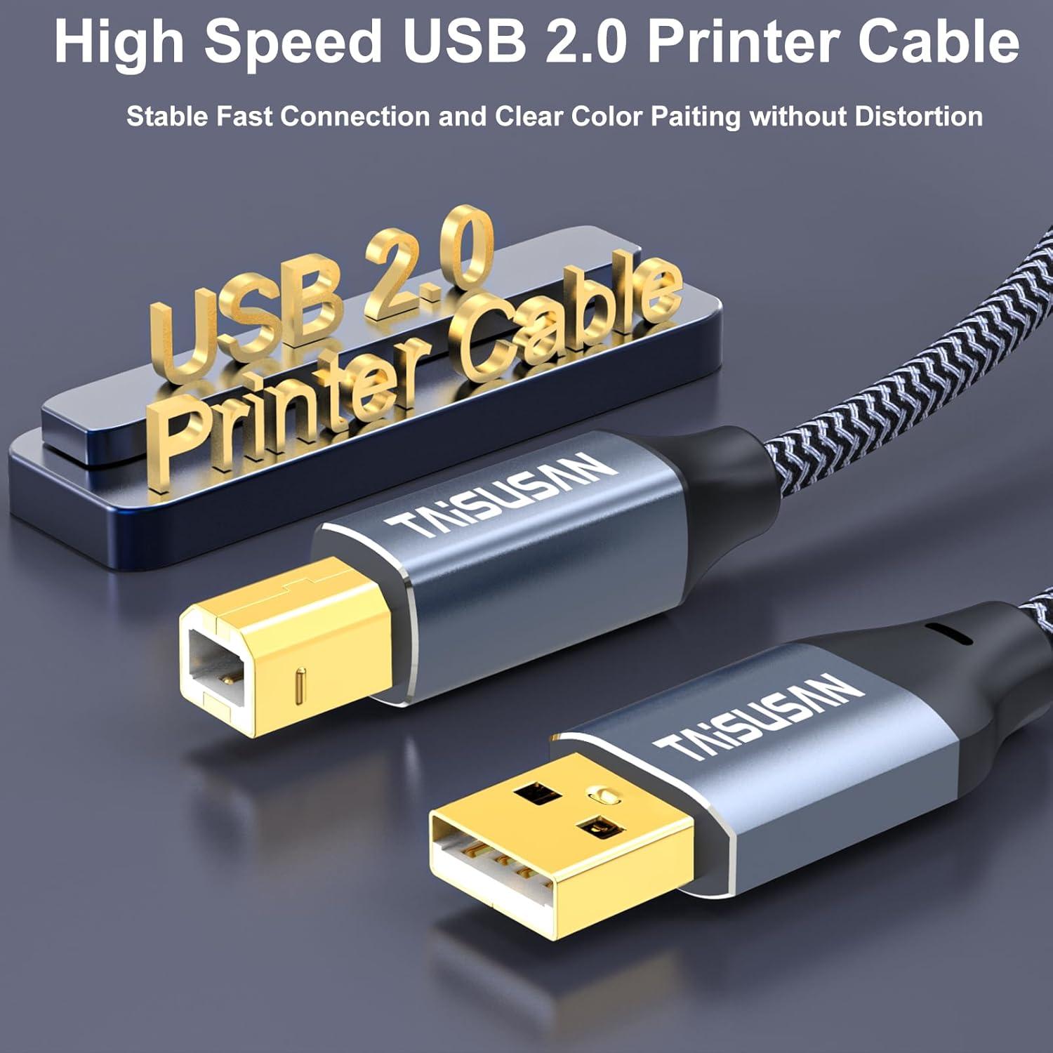 Cable de impresora USB 9.14m TAiSUSAN Tipo A a B Gris