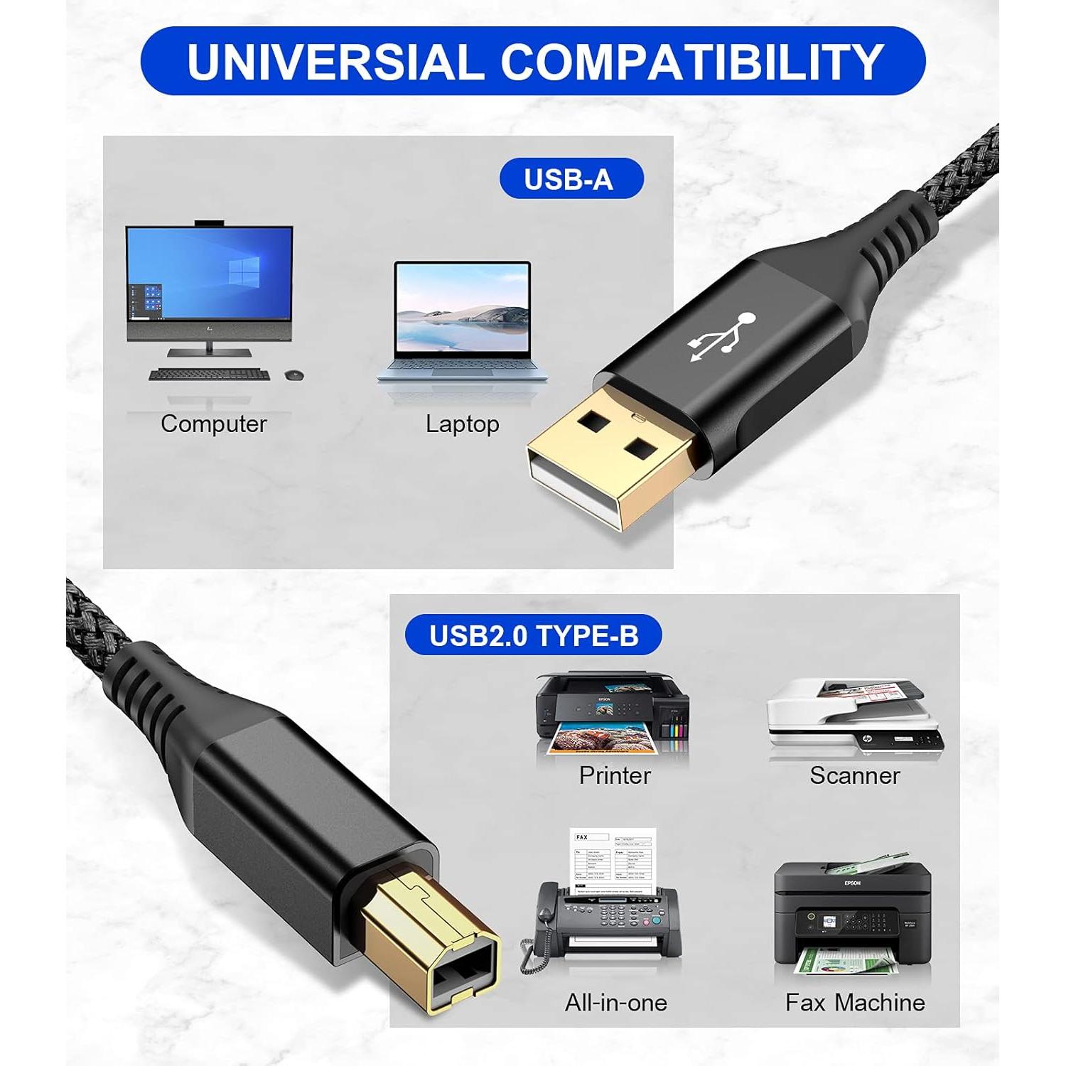 Cable de Impresora USB 2.0 Sweguard 3m Negro - Alta Velocidad