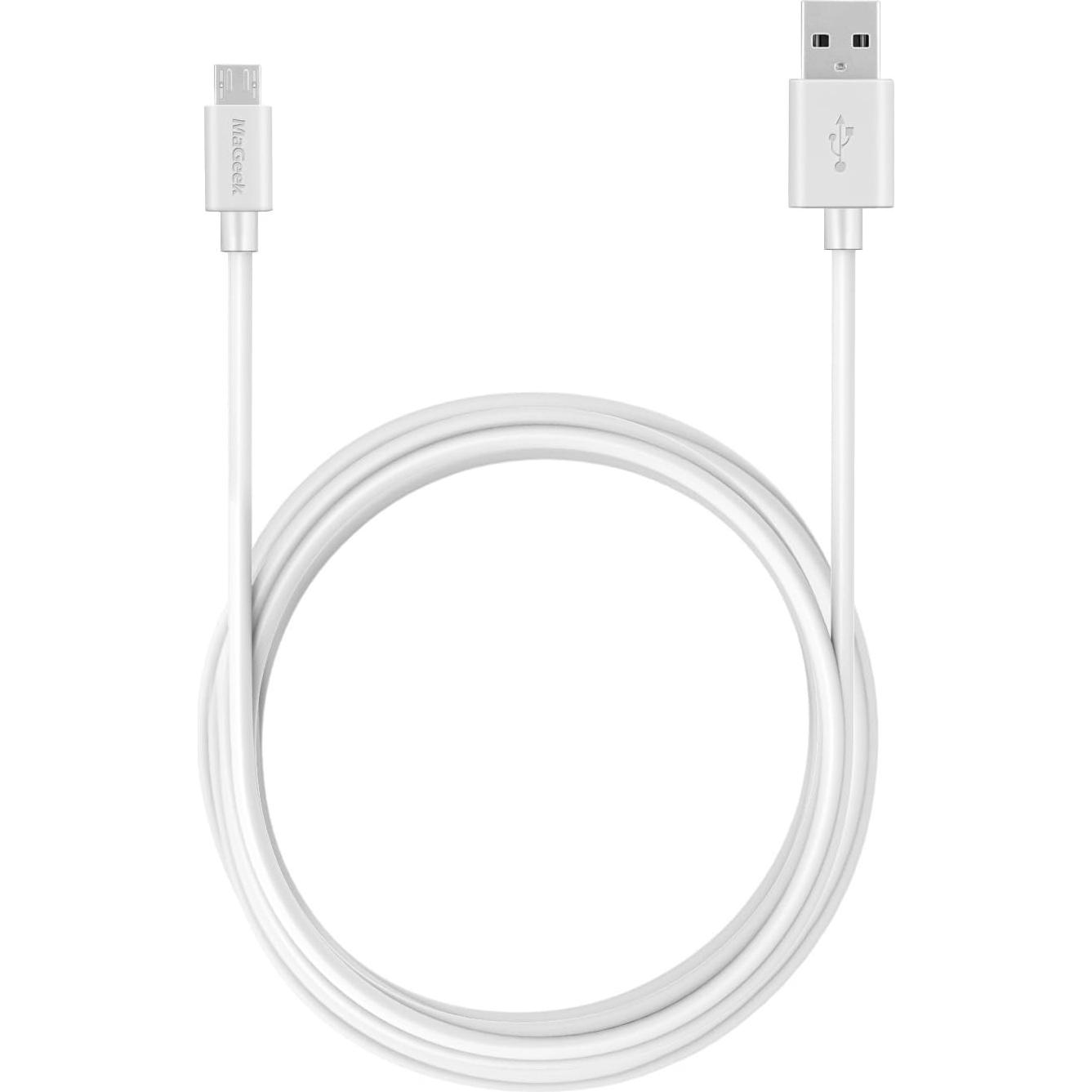 Cable Micro USB MaGeek 3.0m Alta Velocidad Carga Rápida Blanco