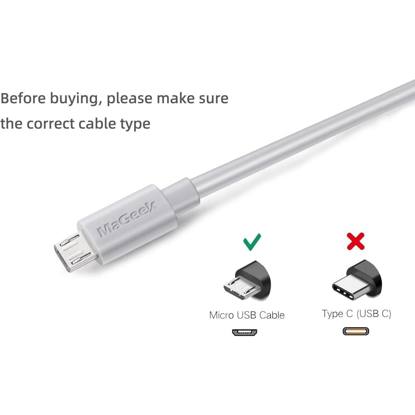 Cable Micro USB MaGeek 3.0m Alta Velocidad Carga Rápida Blanco