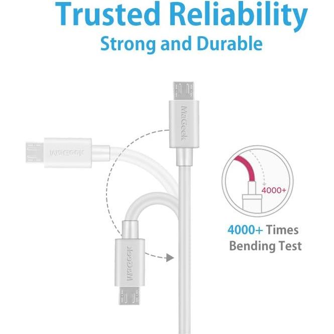 Cable Micro USB MaGeek 3.0m Alta Velocidad Carga Rápida Blanco