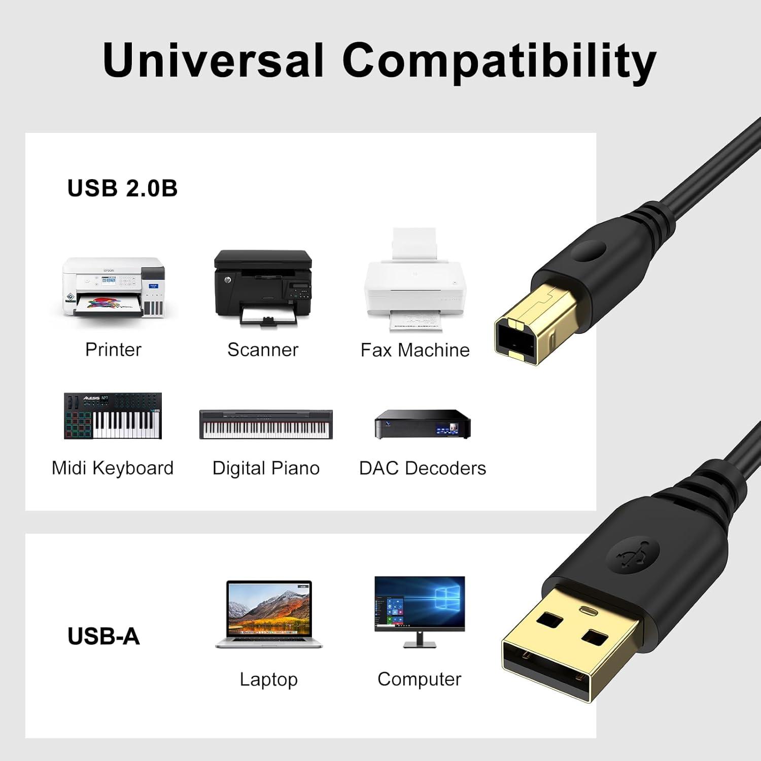 Cable de impresora USB 2.0 3m VIFIGEN A a B alta velocidad