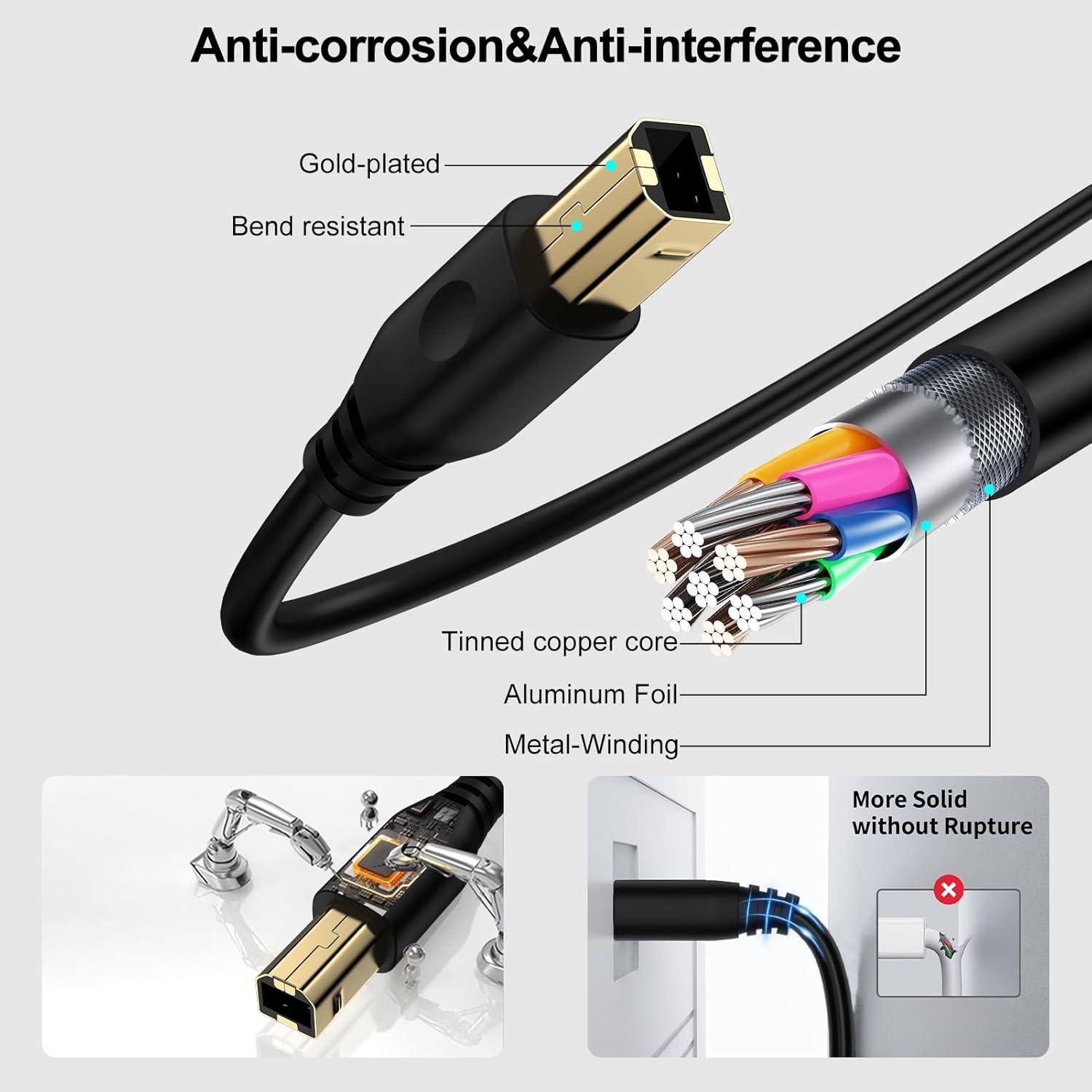 Cable de impresora USB 2.0 3m VIFIGEN A a B alta velocidad