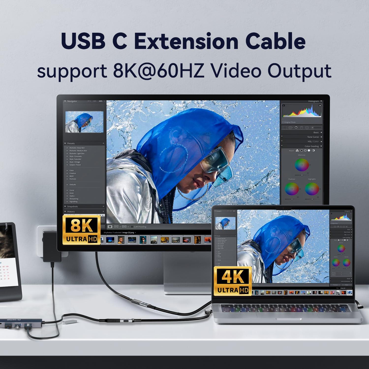 Cable de Extensión USB4 2m SHENZHEN USB-C 90° Carga 240W