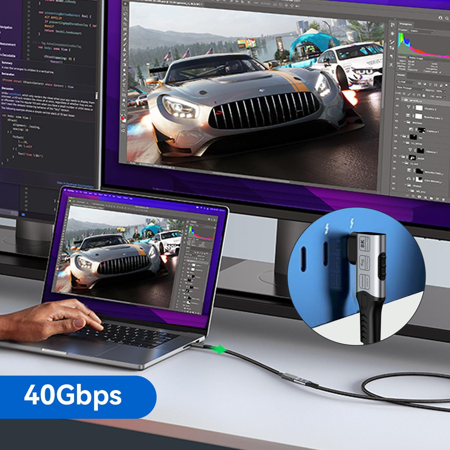 Cable de Extensión USB4 2m SHENZHEN USB-C 90° Carga 240W