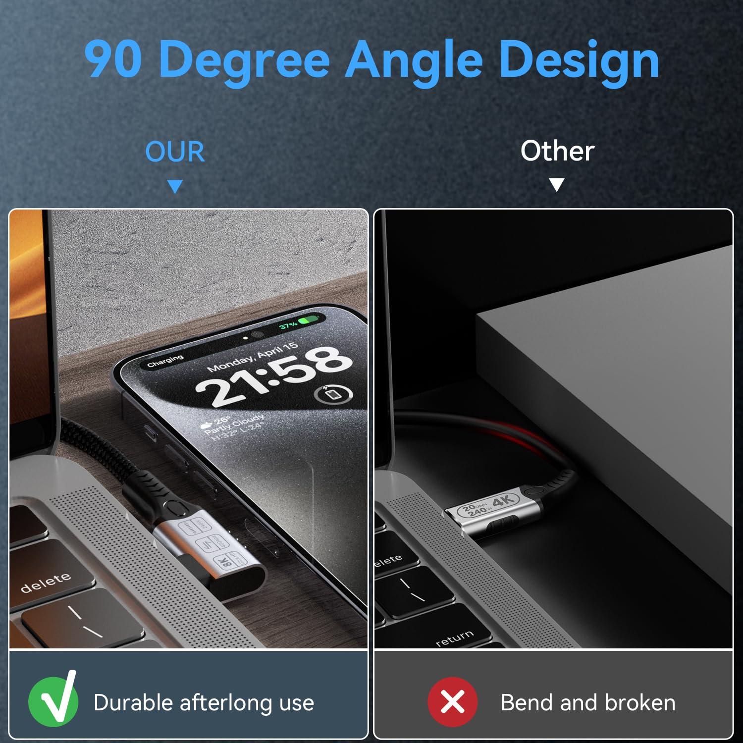 Cable de Extensión USB4 2m SHENZHEN USB-C 90° Carga 240W