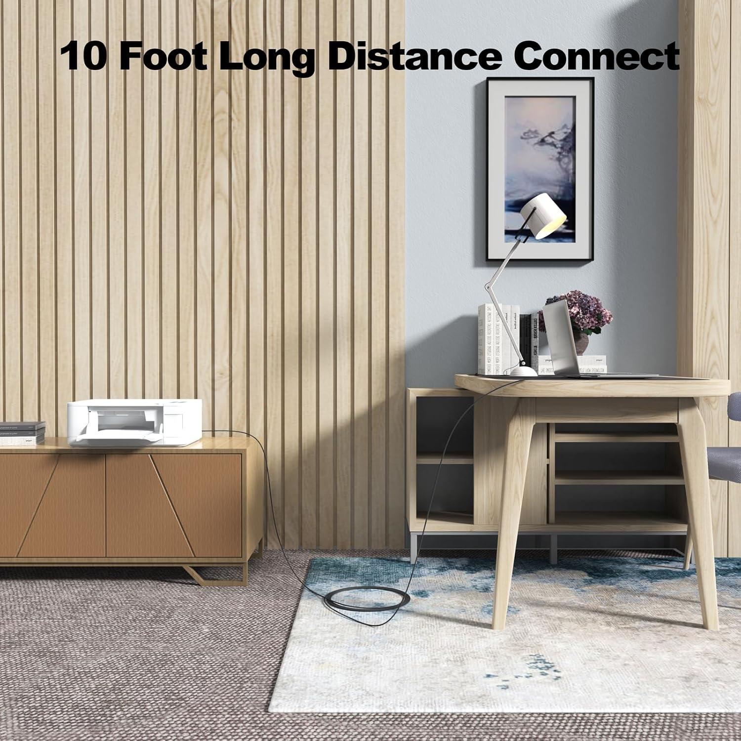 Cable de Impresora USB 2.0 FEMORO 10 Pies 2-Pack Alta Velocidad