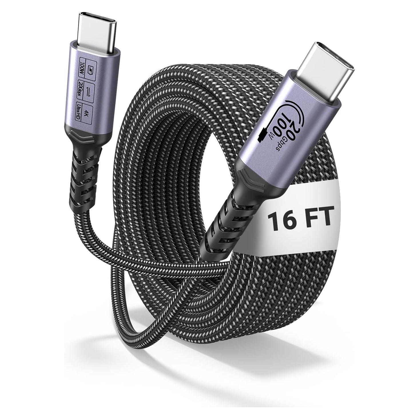 Cable USB C 5m SUMPK 100W 20Gbps 4K Compatible iPhone y MacBook