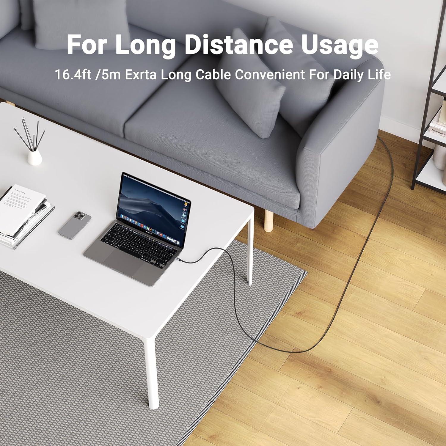 Cable USB C 5m SUMPK 100W 20Gbps 4K Compatible iPhone y MacBook