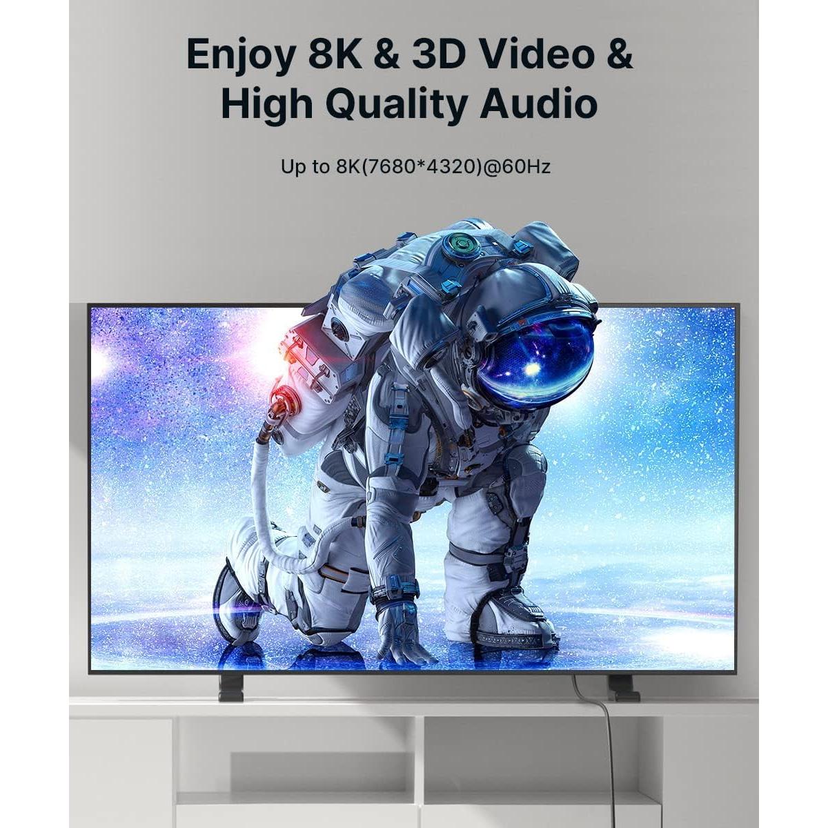 JSAUX 8K Long HDMI Cable 25ft 2-Pack, 48Gbps High Speed HDMI 2.1 Cord, 4K 120Hz/144Hz, 8K@60Hz, Dynamic HDR, DTS:X, 2K, 1080P, 3D, eARC Compatible with Laptop UHD TV Gaming Monitor PS5 PS4 -Red