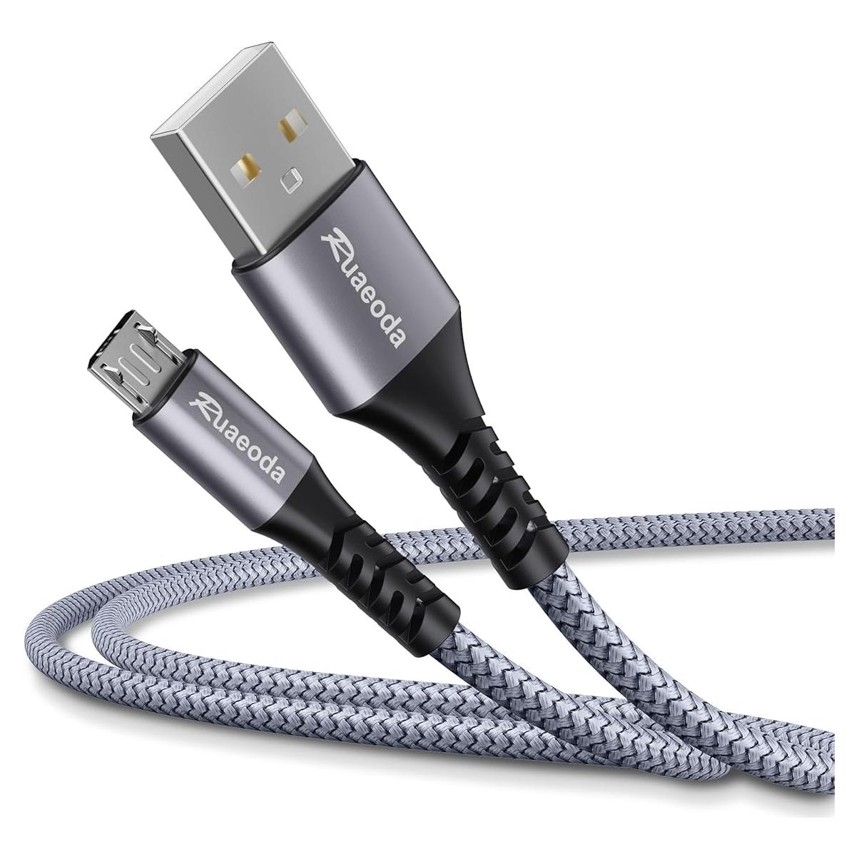 Cable Micro USB Largo Ruaeoda 3.05m Trenzado Nylon Alta Velocidad
