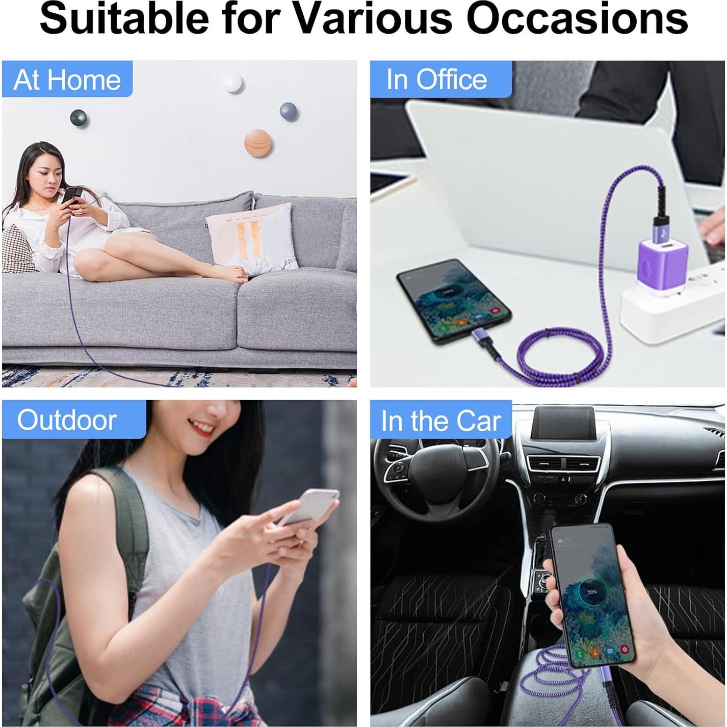 Cable USB Tipo C 3ft Ehoho Carga Rápida Trenzado 2 Pzs