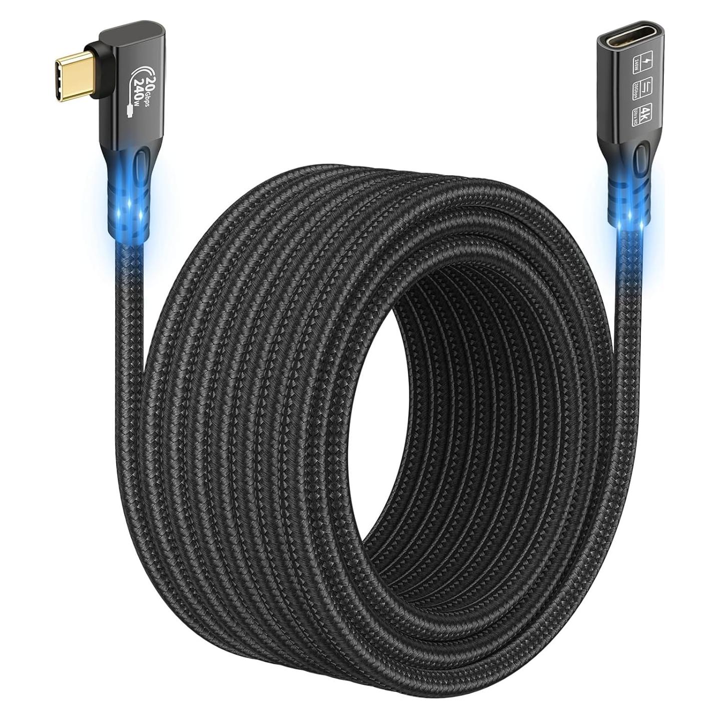 Cable de Extensión USB C 3.2 20Gbps 3M 90 Grados CHENLENIC