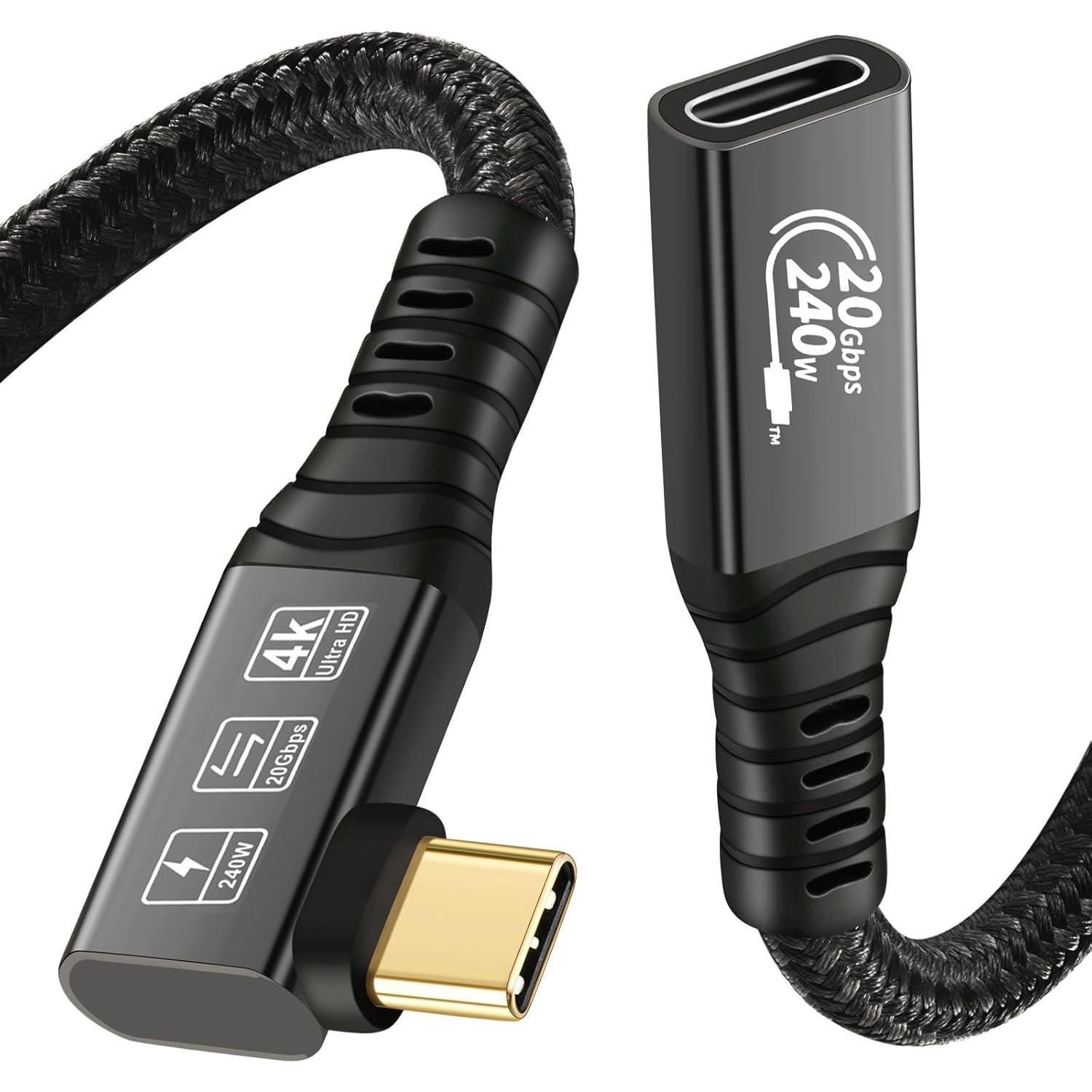 Cable de Extensión USB C 3.2 20Gbps 3M 90 Grados CHENLENIC