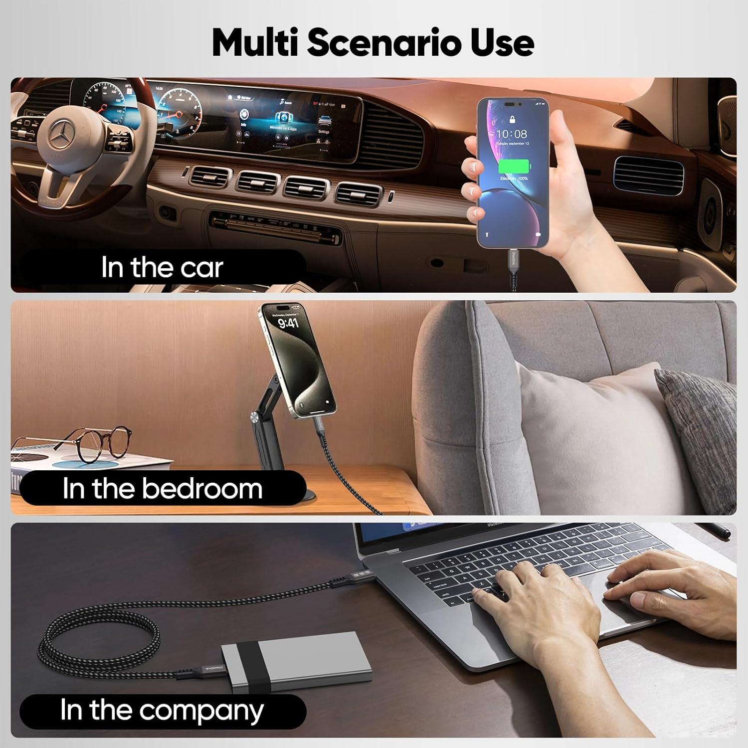 Cable USB C 3.2 Gen 2 3m DteeDck 4K 60Hz 20Gbps 100W