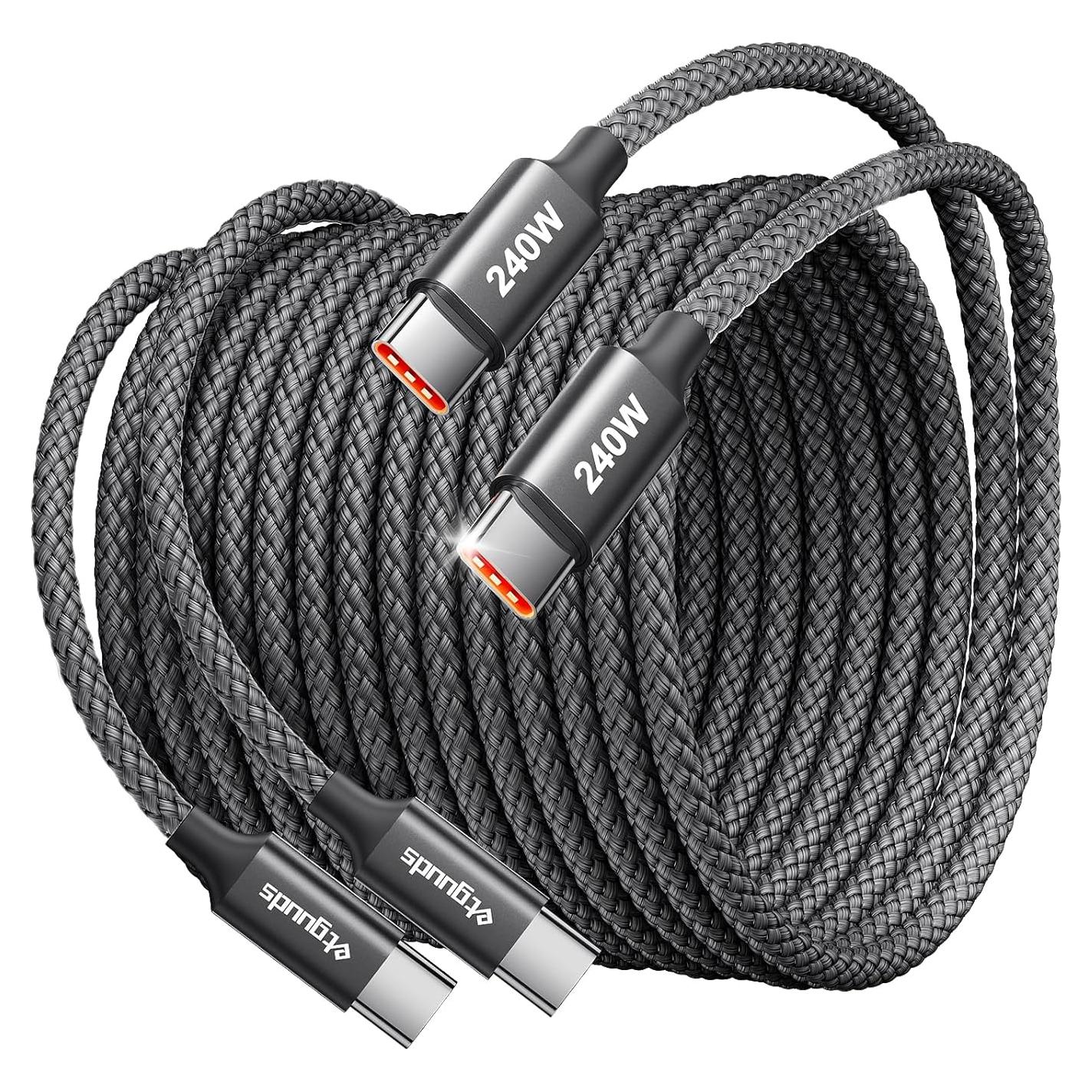 Cable USB C a USB C 240W etguuds 3m 2-Pack Carga Rápida