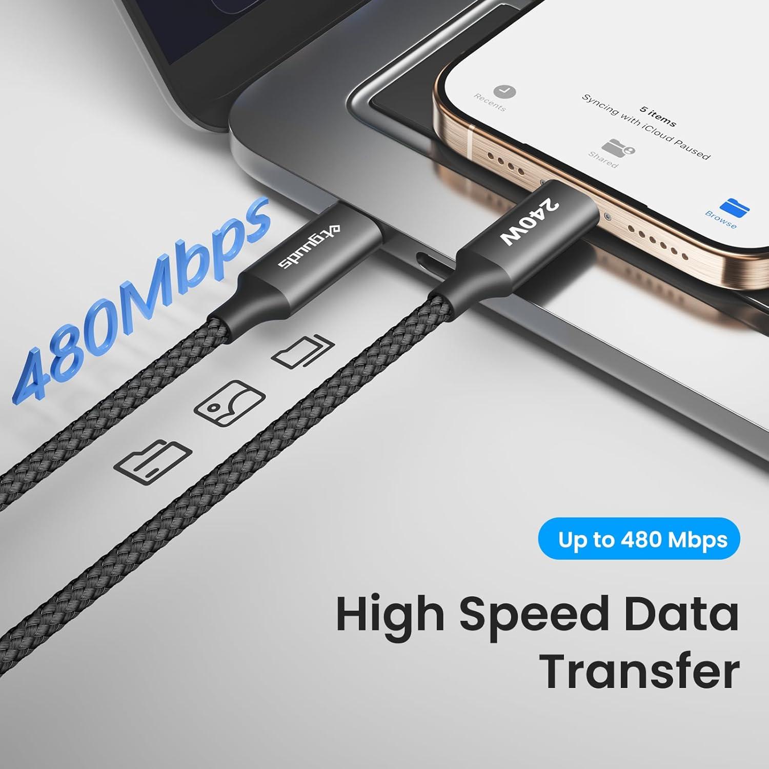 Cable USB C a USB C 240W etguuds 3m 2-Pack Carga Rápida