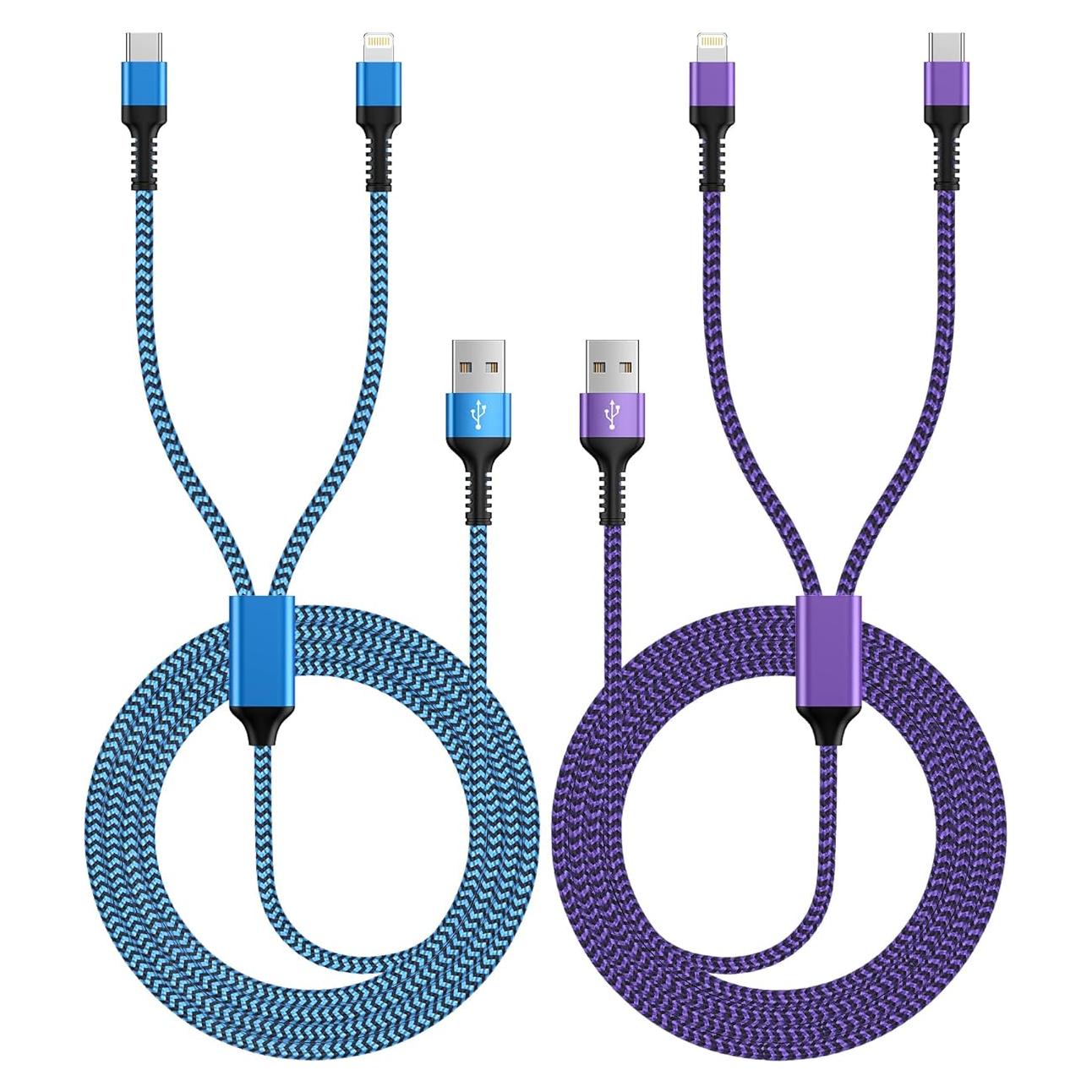 Cable de Carga Múltiple 2-en-1 1.22m Lightning y USB-C