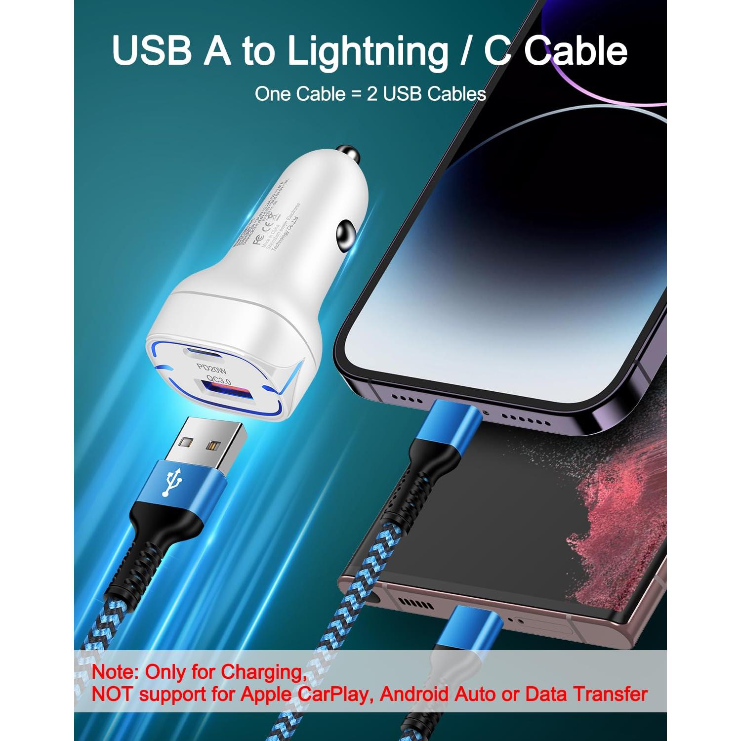 Cable de Carga Múltiple 2-en-1 1.22m Lightning y USB-C