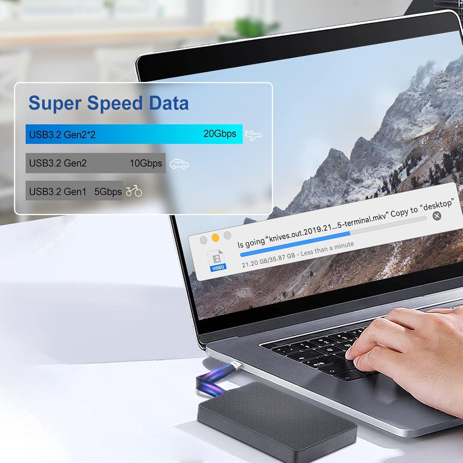 Cable USB-C Rixmie 12.7 cm Carga Rápida 100W 20Gbps