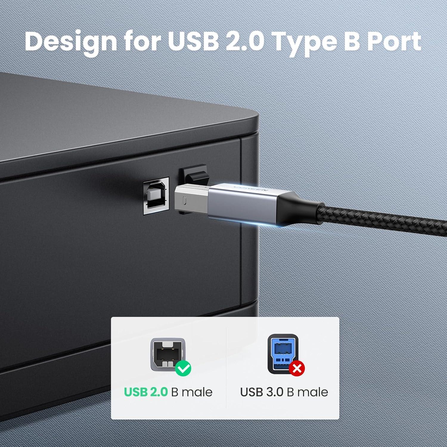 Cable USB B a USB C UGREEN 0.91 m para Impresora y MIDI