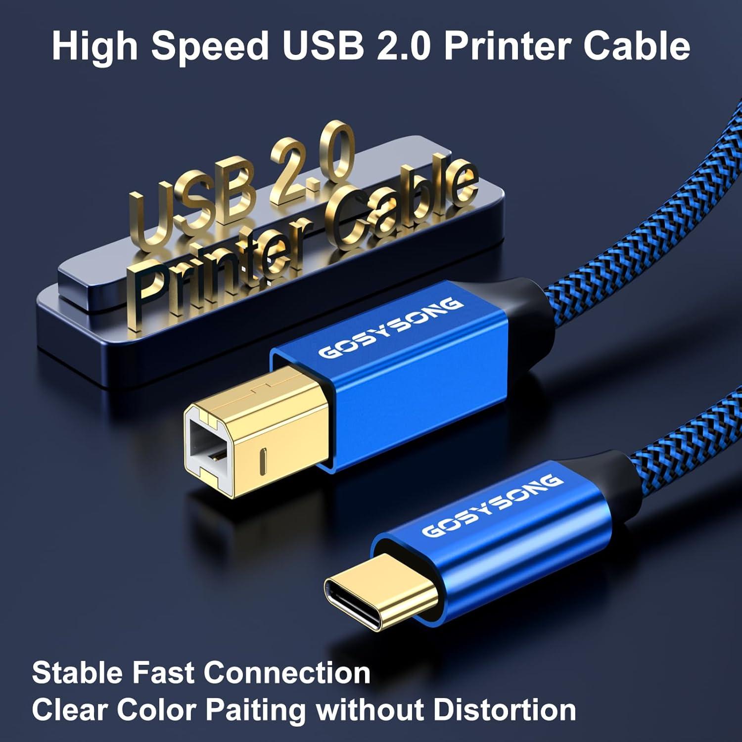 Cable de impresora USB C a B 6.1m GOSYSONG alta velocidad