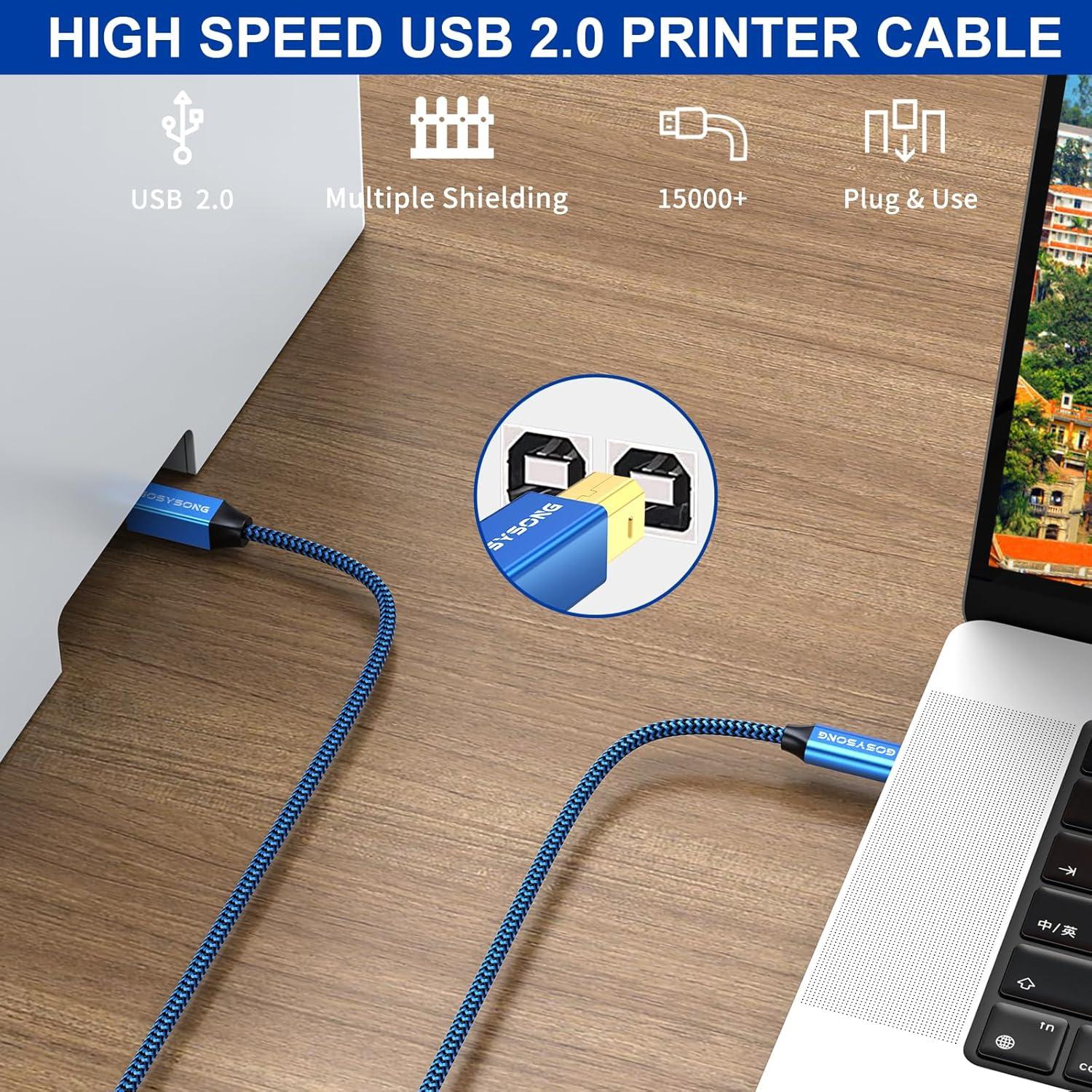 Cable de impresora USB C a B 6.1m GOSYSONG alta velocidad
