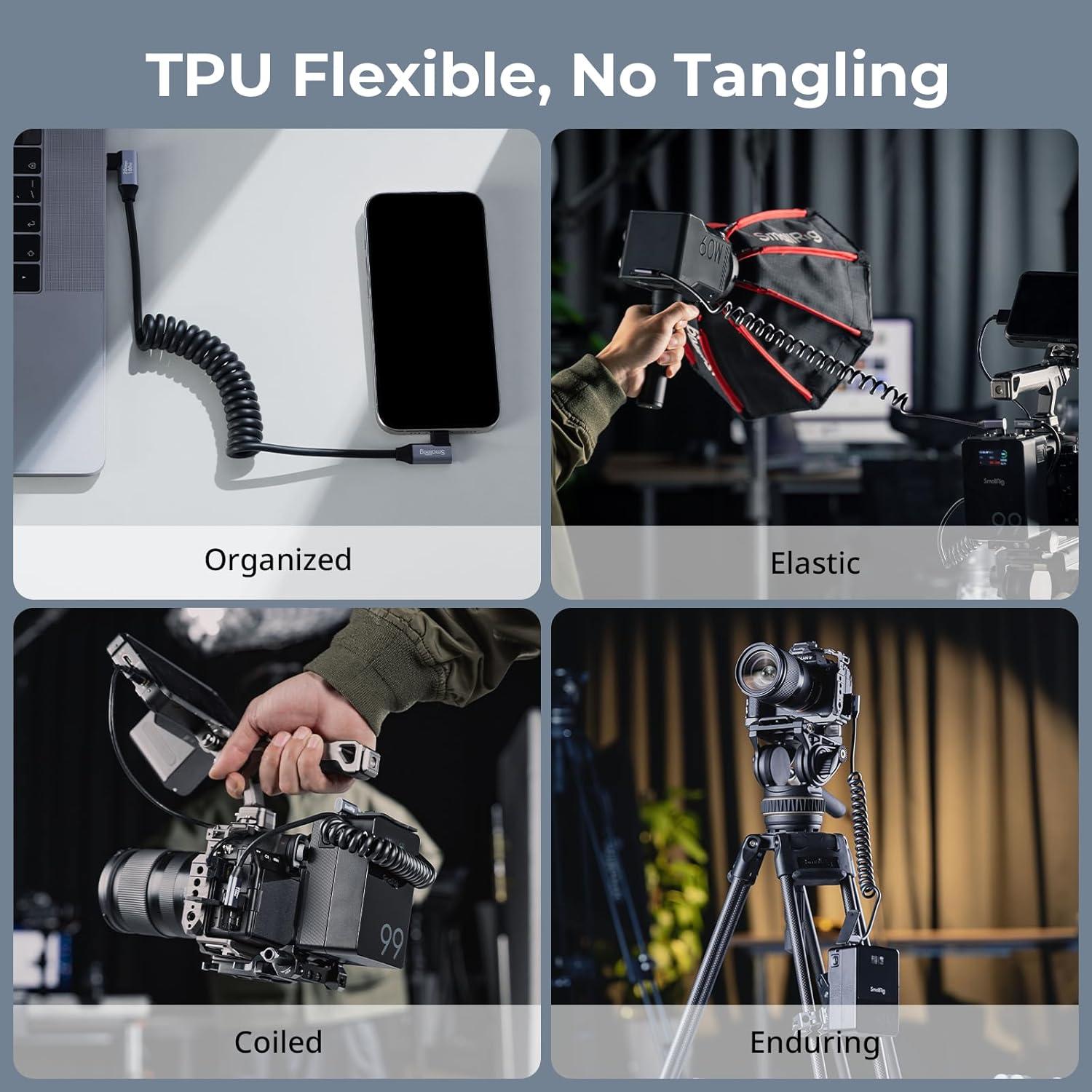 Cable USB C Enrollado 0.60m SmallRig 20Gbps Carga Rápida