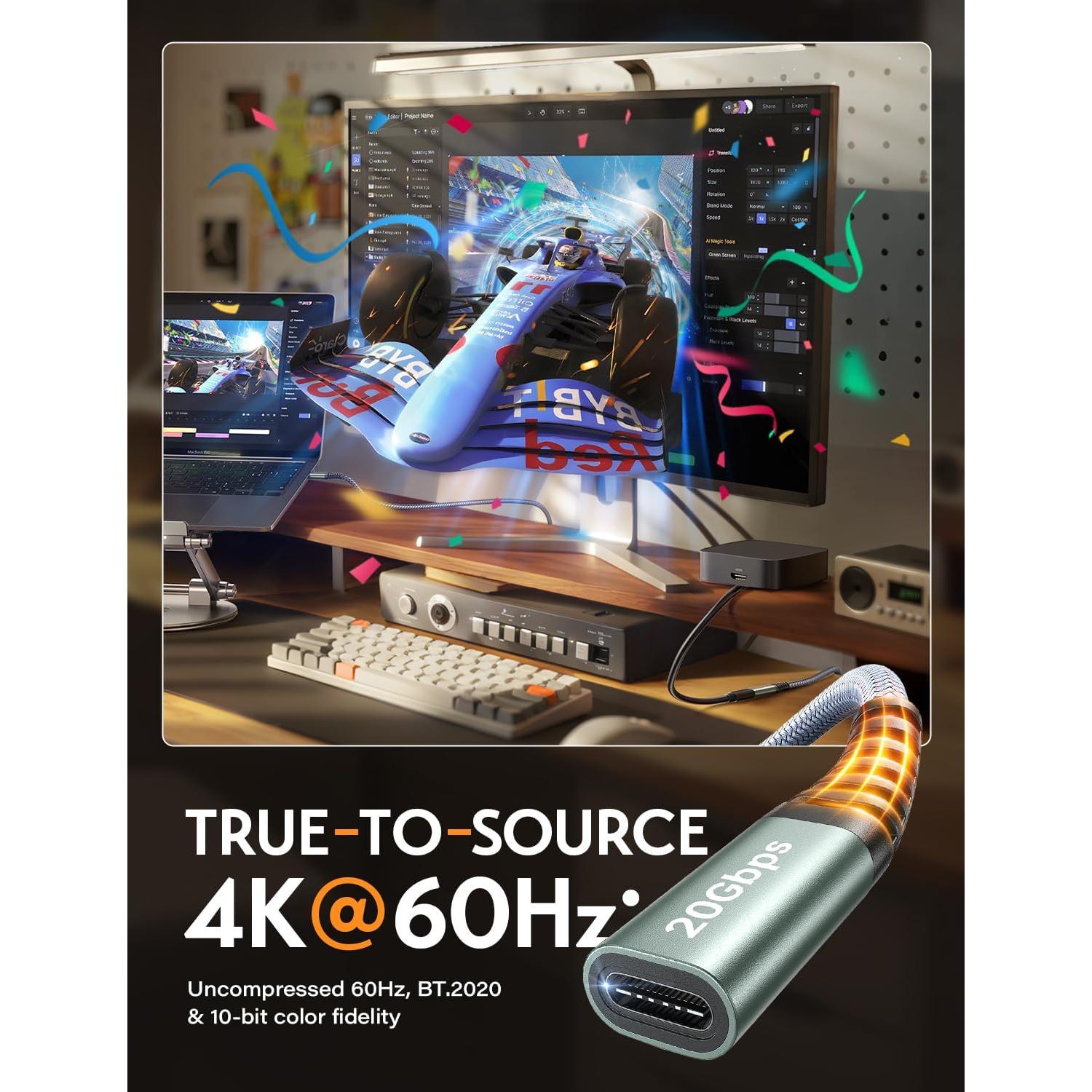 Cable de Extensión USB C AINOPE 2M 20Gbps 240W Gris