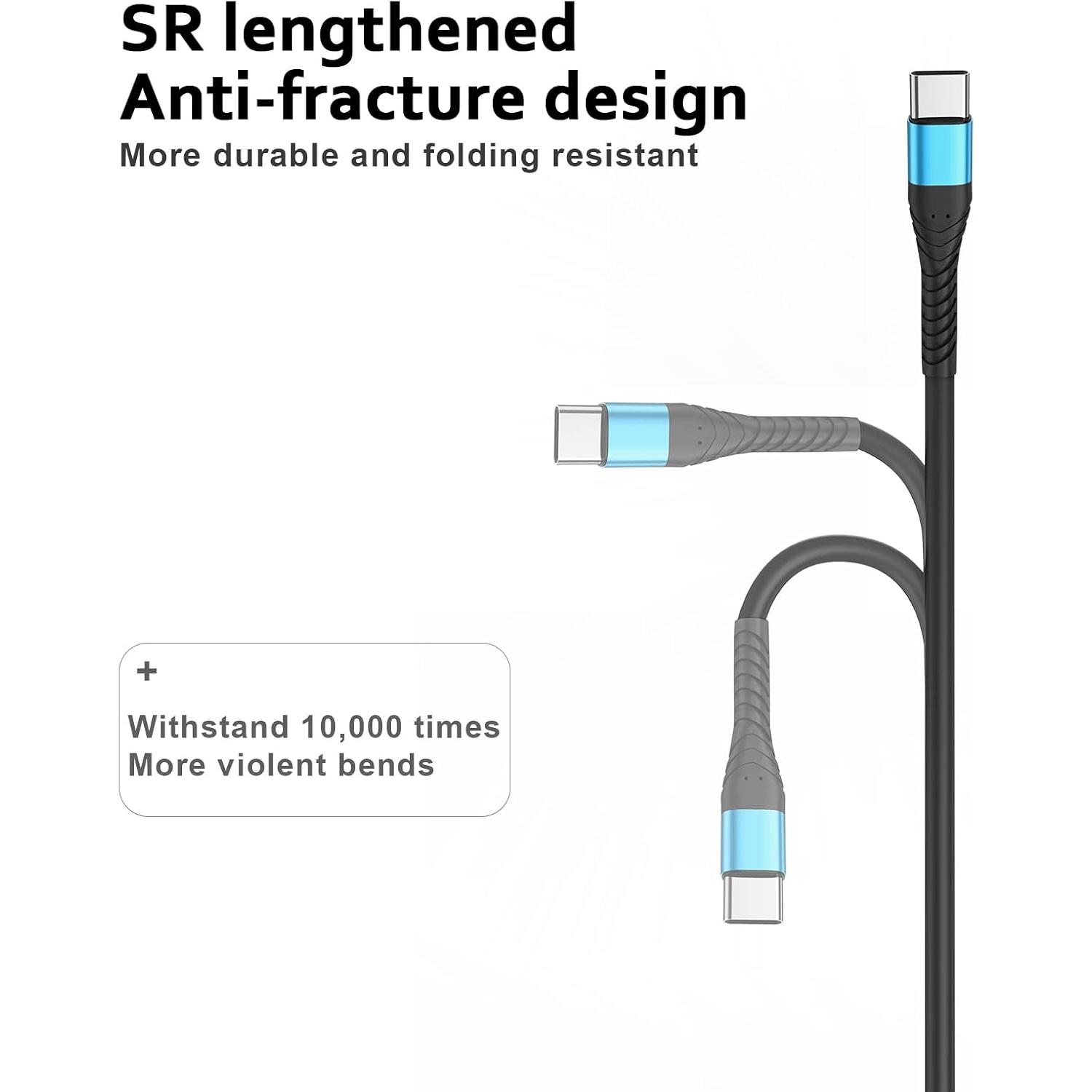 Cable USB Tipo C Icseio 1ft Carga Rápida 2Pack Azul