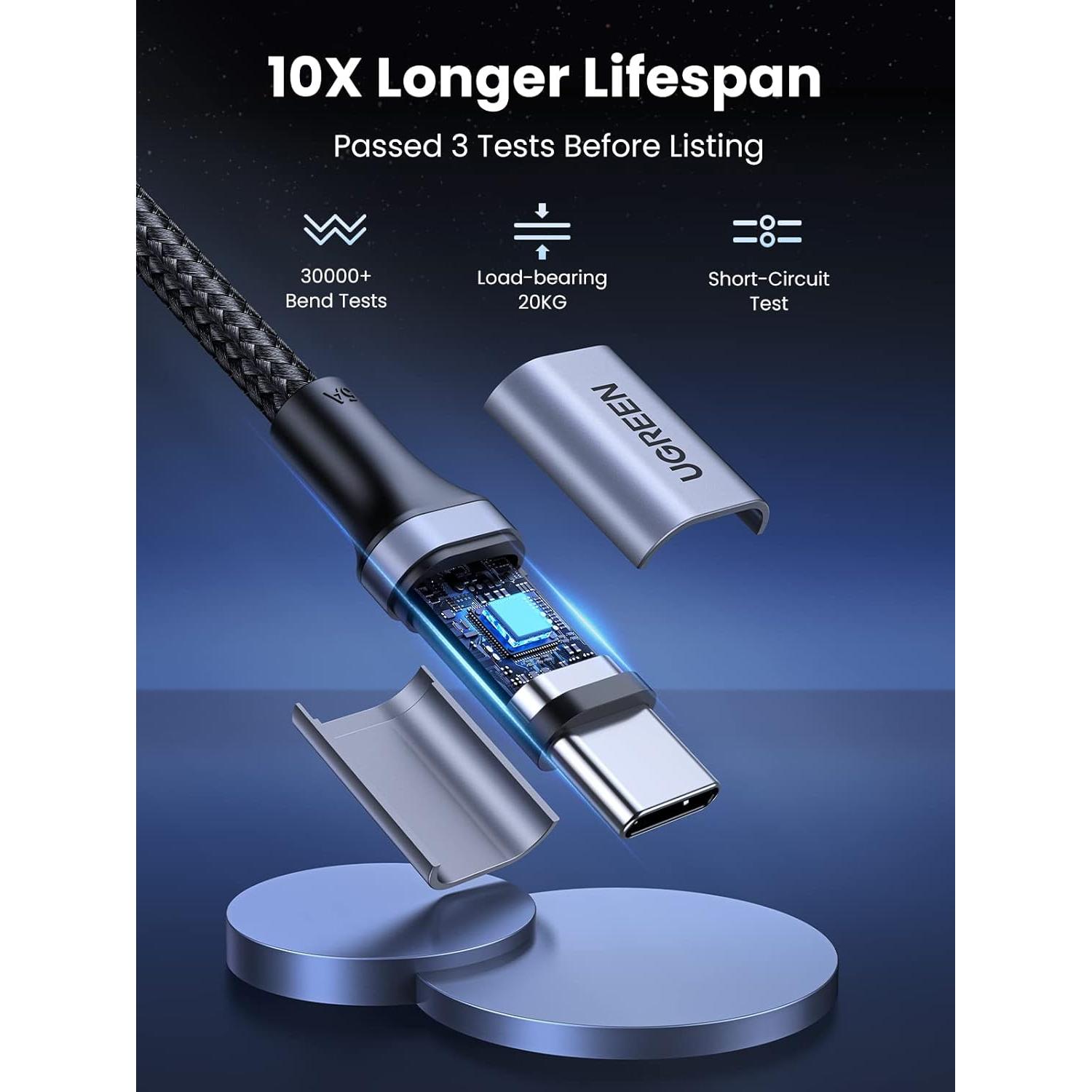 Cable USB C UGREEN 100W - Paquete de 2 Cables 1m Negro