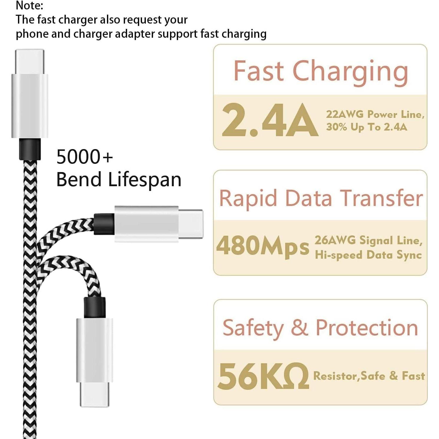 Cable USB Tipo C DEEGO 4.5M Trenzado para Smartphones y Laptops