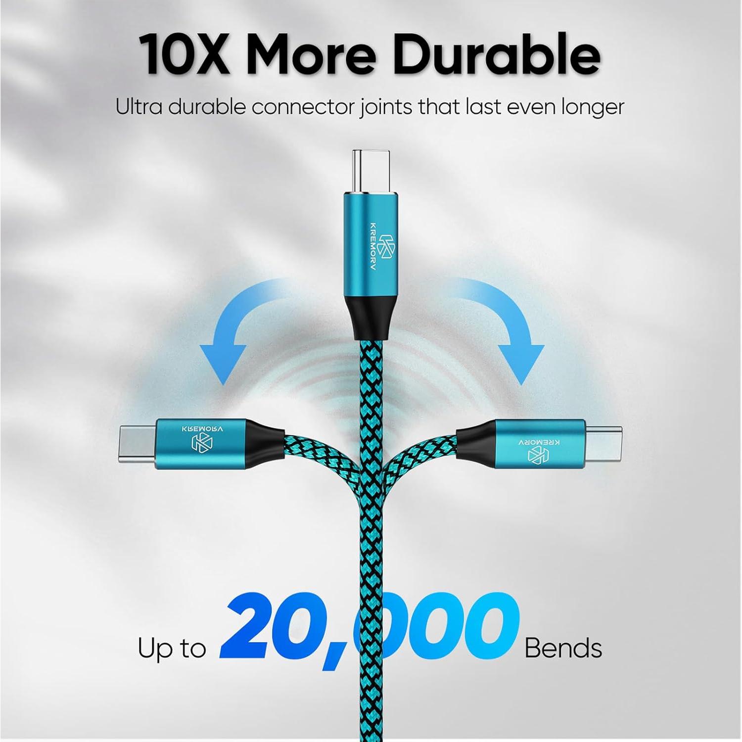 Cable USB Tipo C 5-Pack KREMORV 3m Carga Rápida Nylon