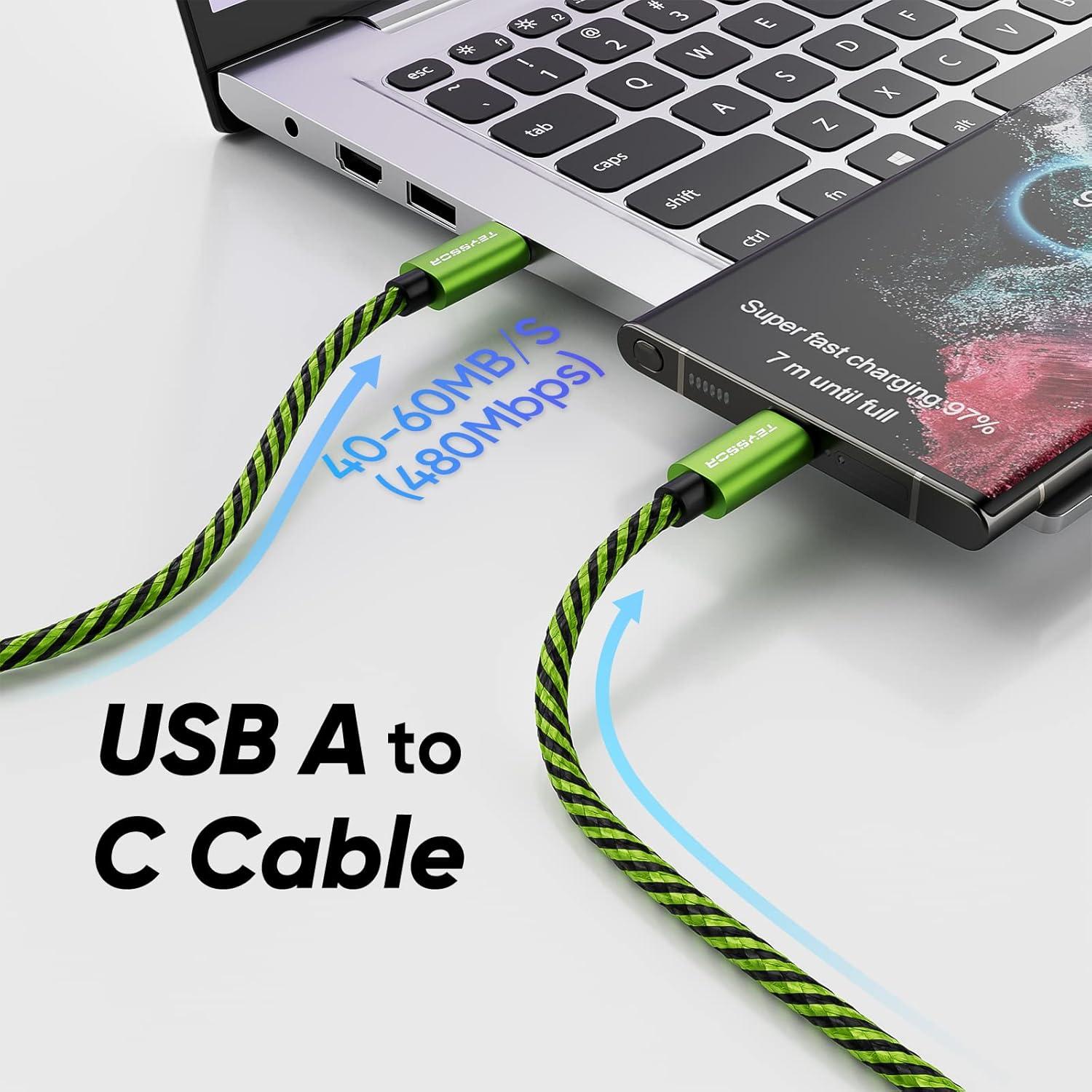 Cable USB C Teyssor 3M 5-Pack Trenzado Carga Rápida 3A