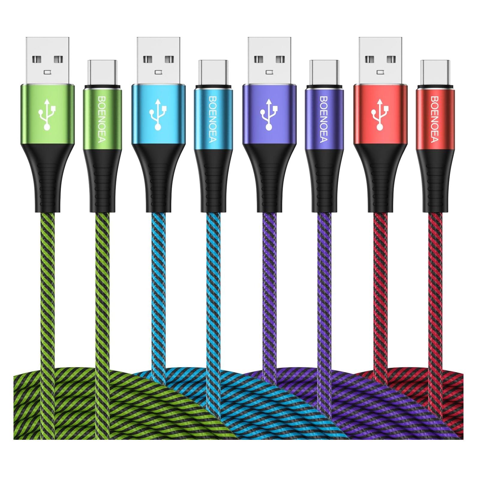 Cable USB C 3m Boenoea 4-Pack Carga Rápida Trenzado