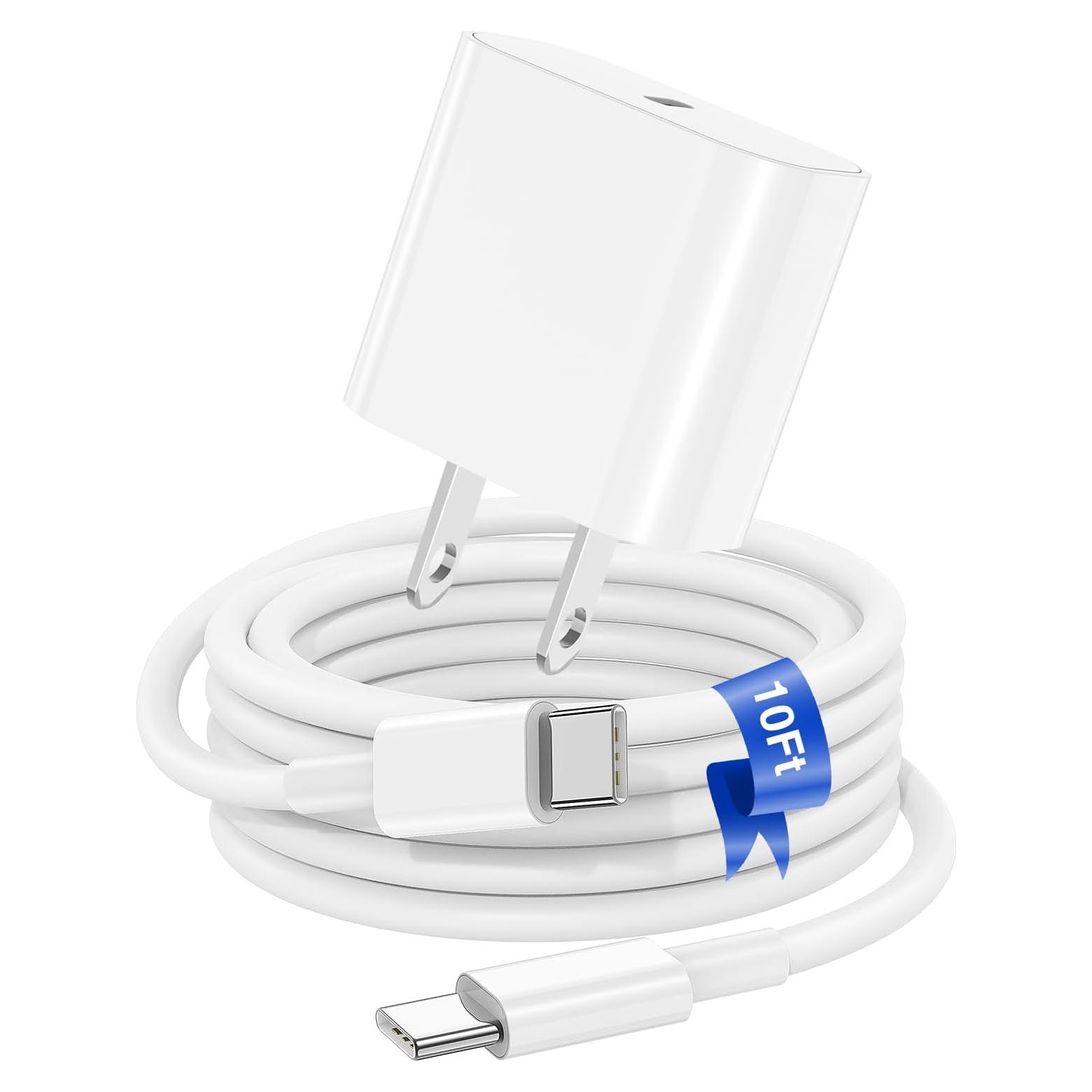 Cargador Rápido Jeenek 20W USB C + Cable 3m Blanco