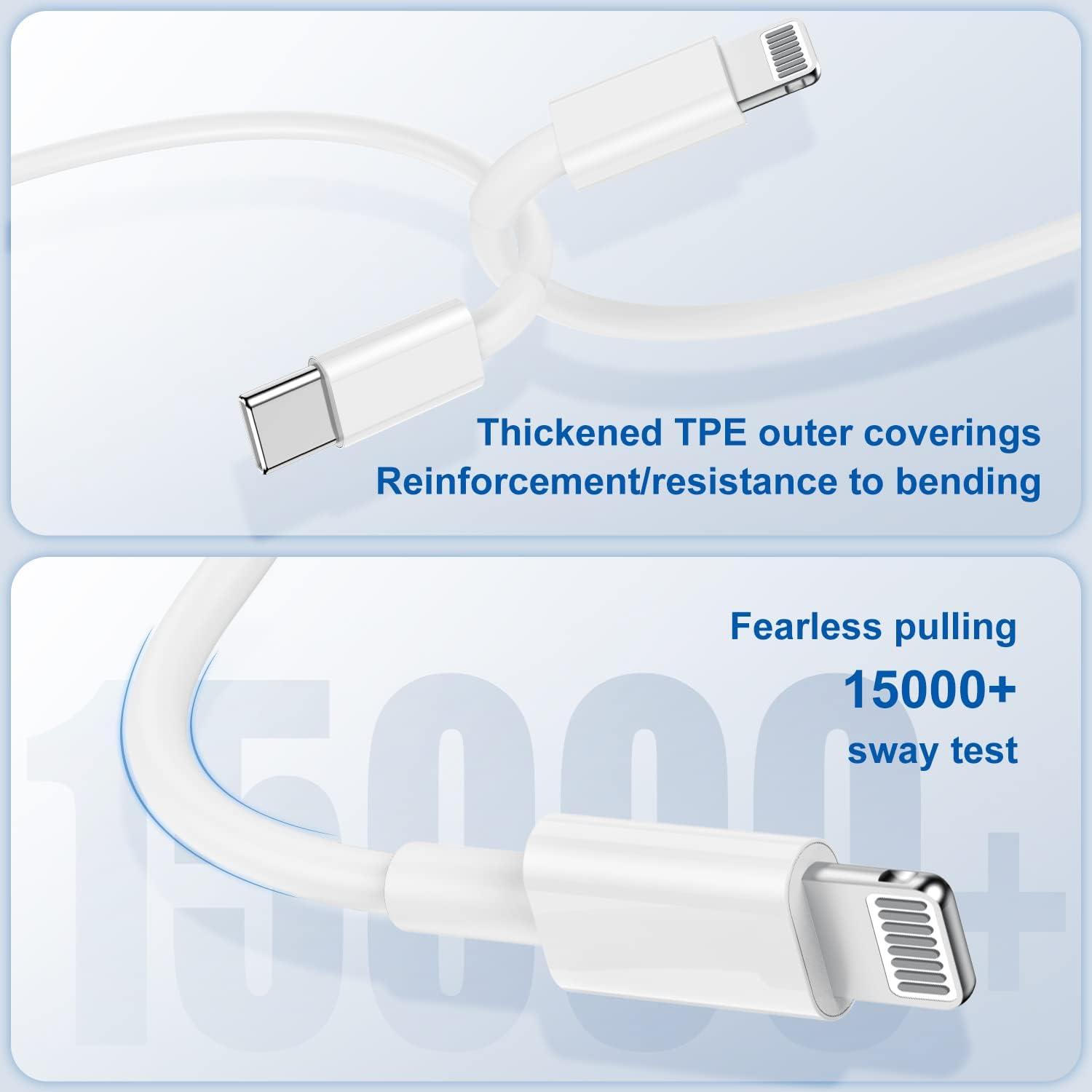 Cable de Carga Rápida USB C a Lightning Yievis 3m Blanco MFi