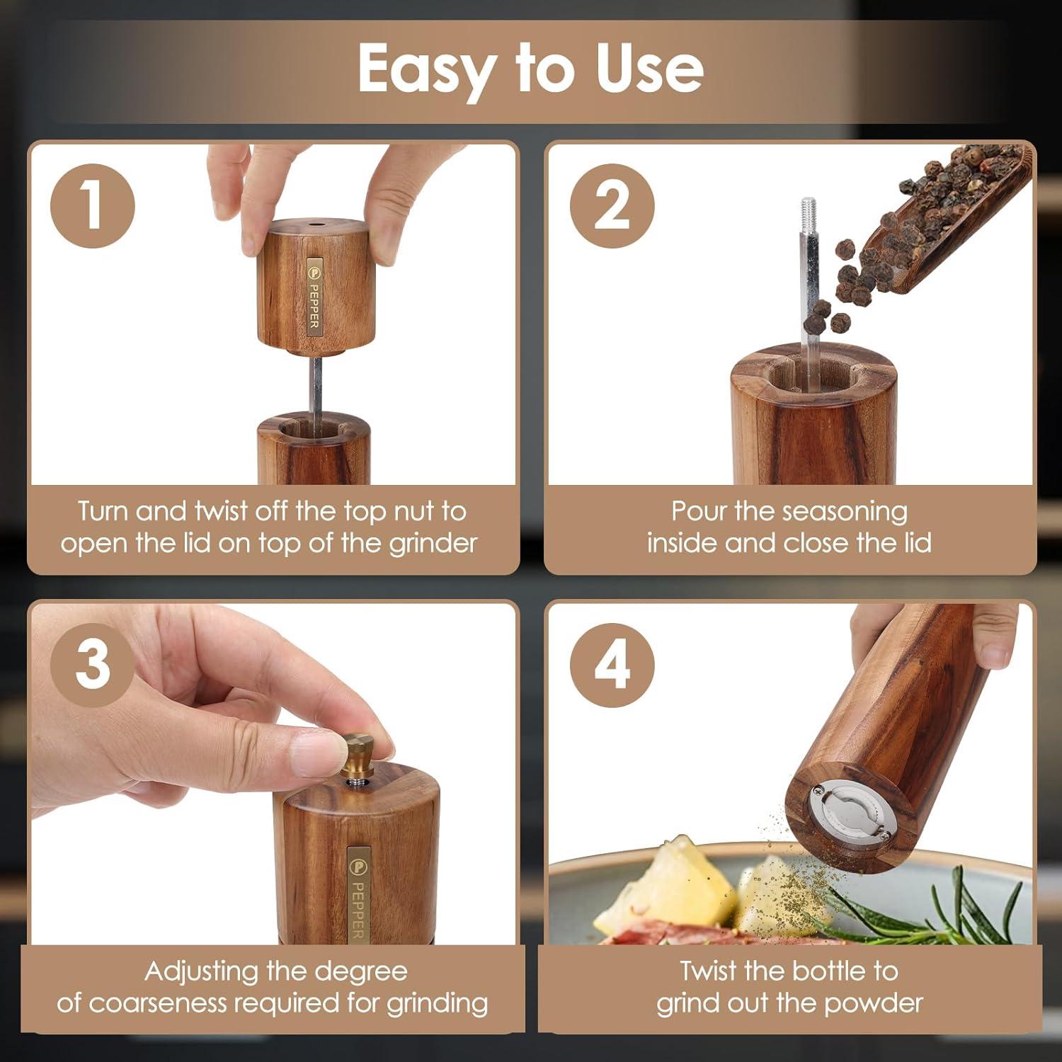 Juego de Molinillos de Sal y Pimienta Foyucool 20.32 cm Madera