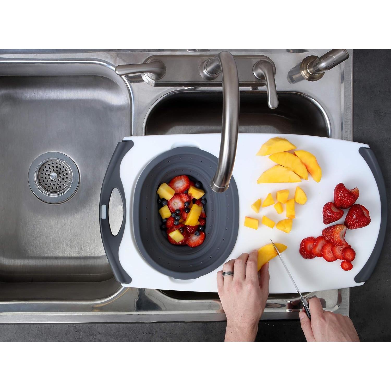 Tabla de Cortar y Escurridor Dexas 57x30 cm Silicona