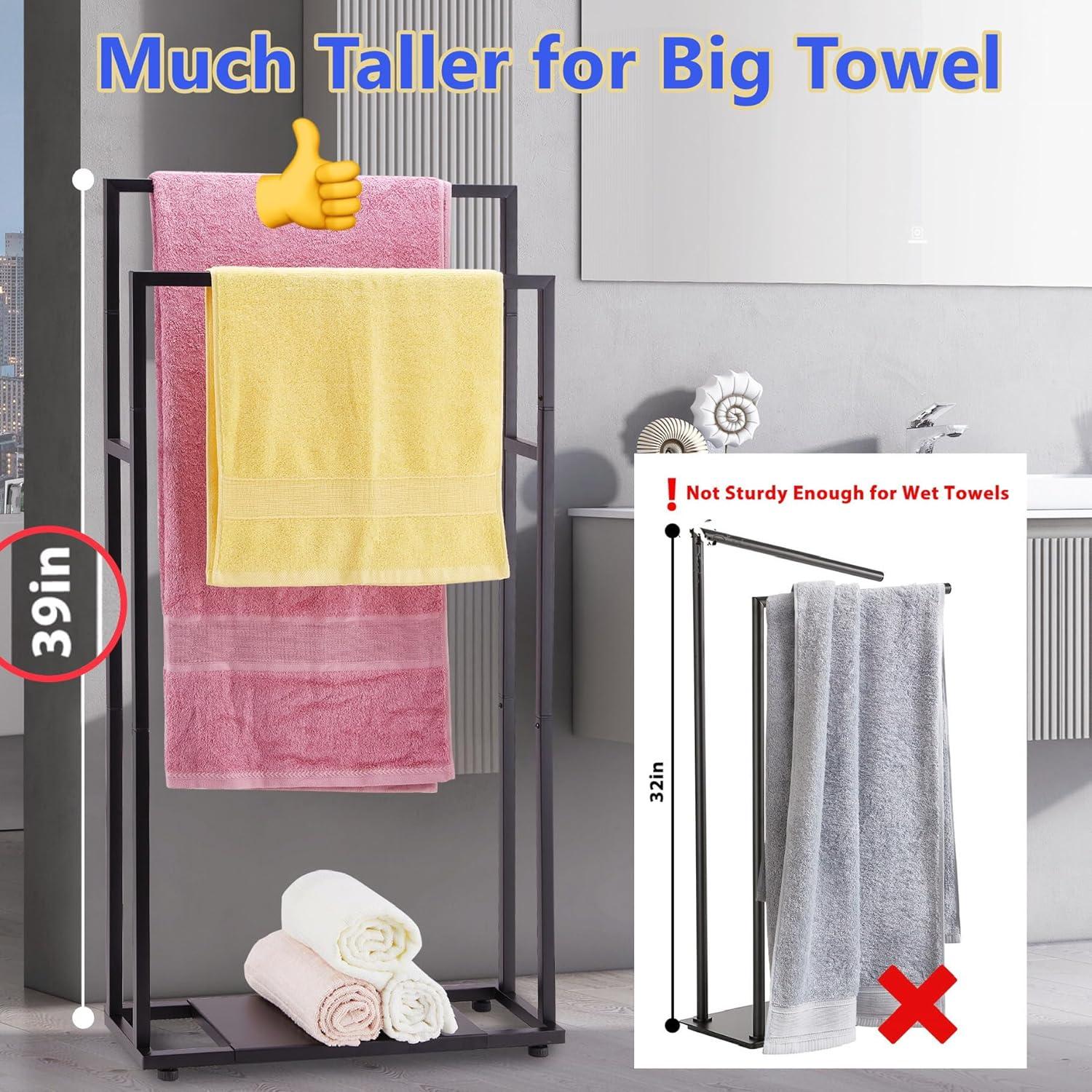 Soporte de Toallas de Pie ALHAKIN 99 cm Negro 2 Niveles