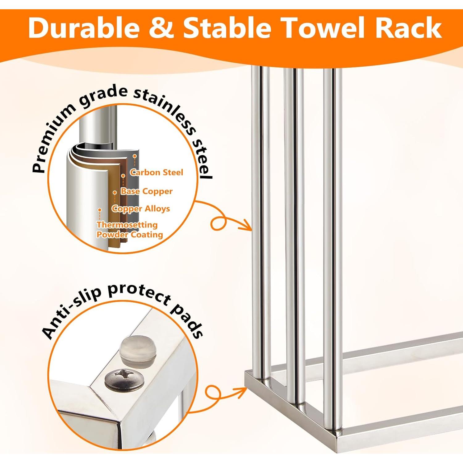 Soporte de Toallas de Pie DECLUTTR Acero Inoxidable 3 Niveles Cromo