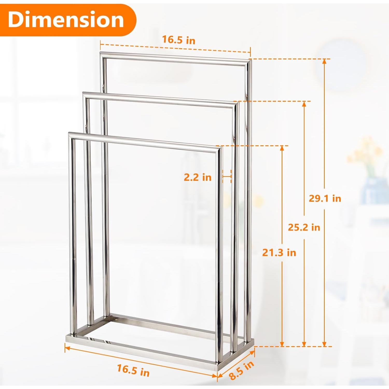 Soporte de Toallas de Pie DECLUTTR Acero Inoxidable 3 Niveles Cromo