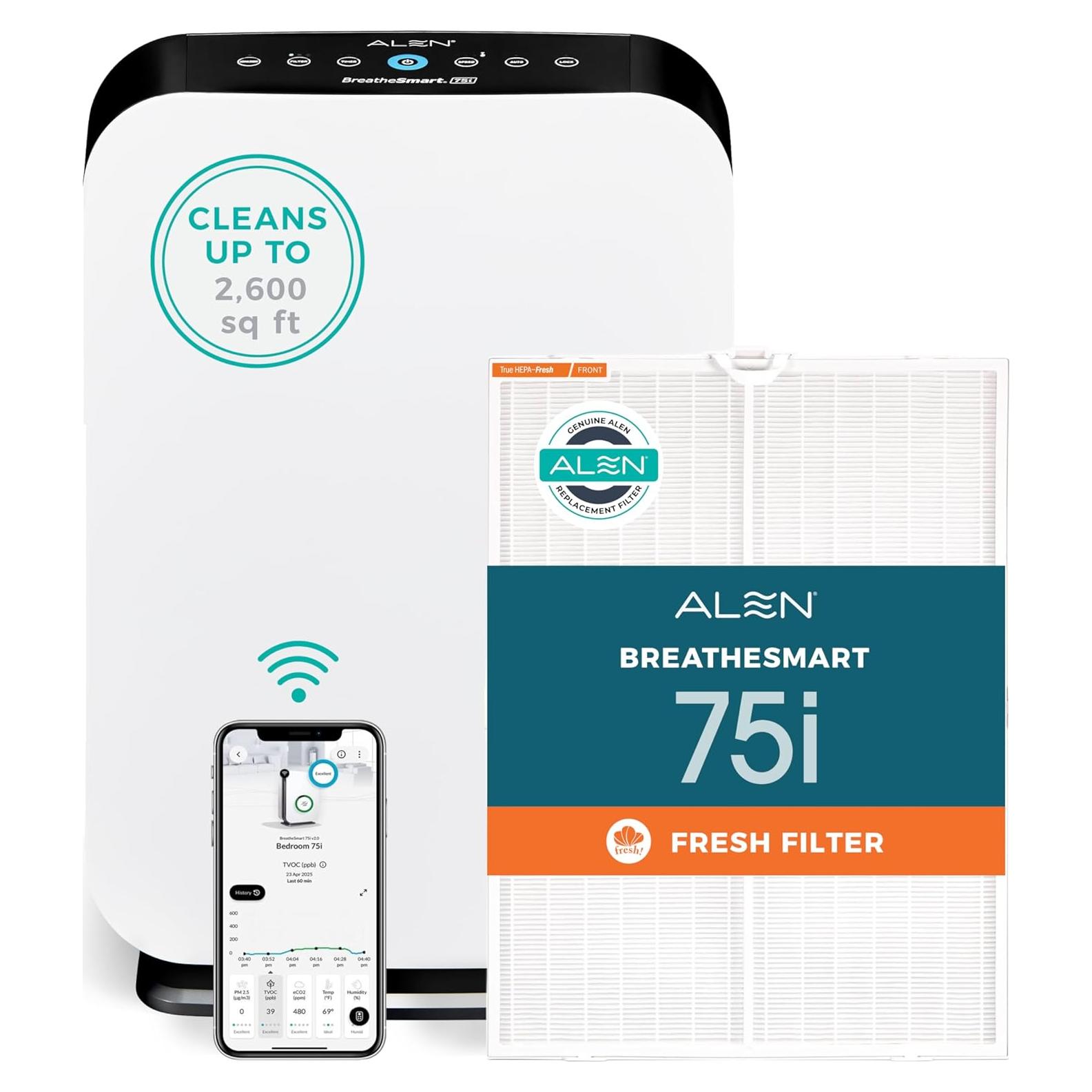 Purificador de Aire Alen BreatheSmart 75i HEPA Blanco - Hasta 260 m²