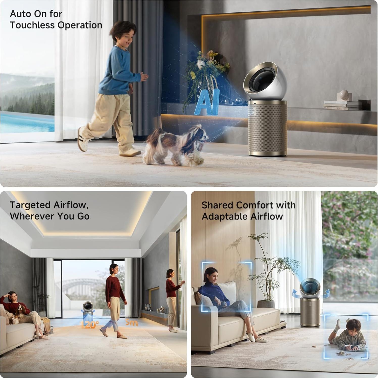 Purificador de Aire Dreame PM20 3 en 1, 525 m²/h, IA y Filtros