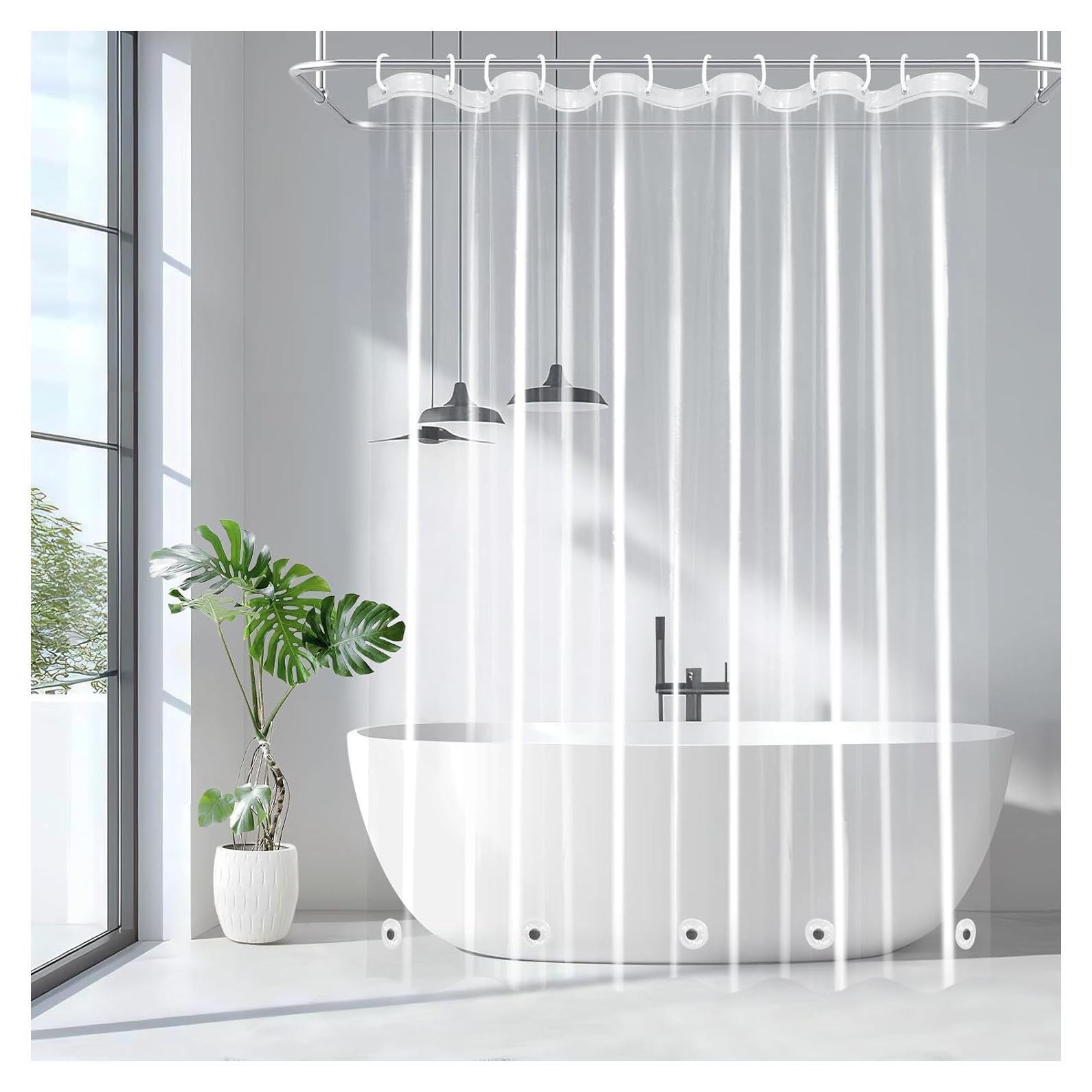 Cortina de Ducha Transparente EurCross 183x198 cm con Pesas