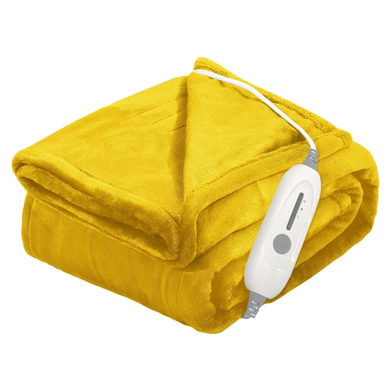 Manta Eléctrica Calentada JIAMEIDING 127x152 cm Amarilla