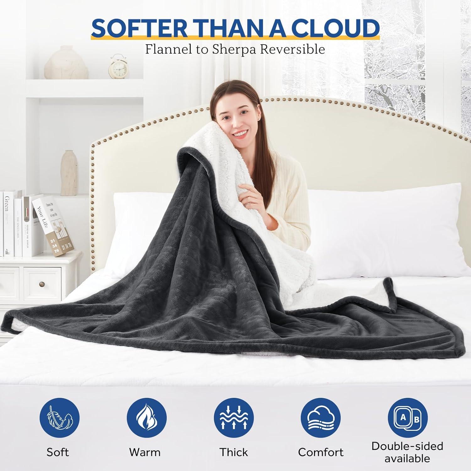 Manta Térmica Sealy 127x152 cm Reversible Franela Sherpa