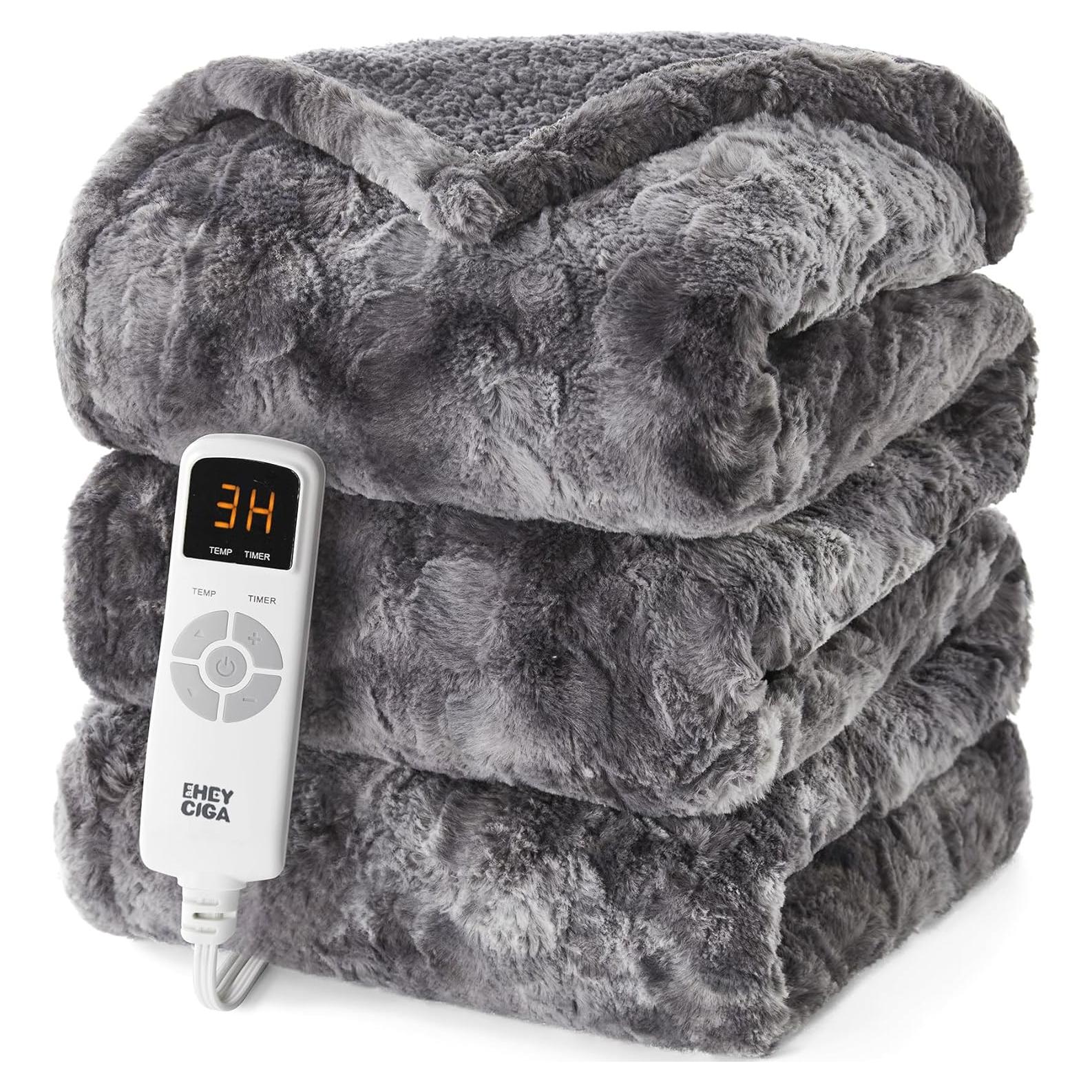 Manta Térmica Eléctrica EHEYCIGA 127x152cm Gris Sherpa