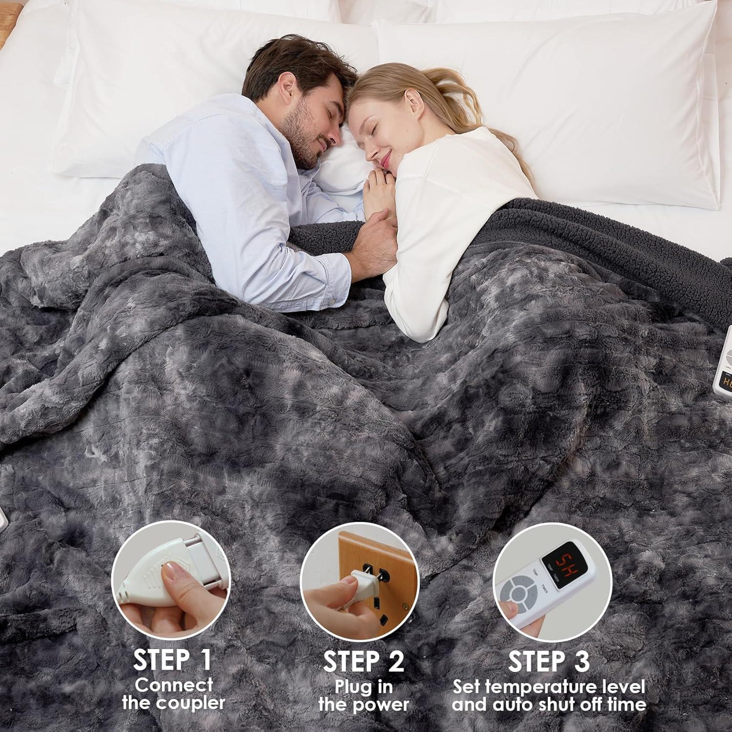 Manta Térmica Eléctrica EHEYCIGA 127x152cm Gris Sherpa