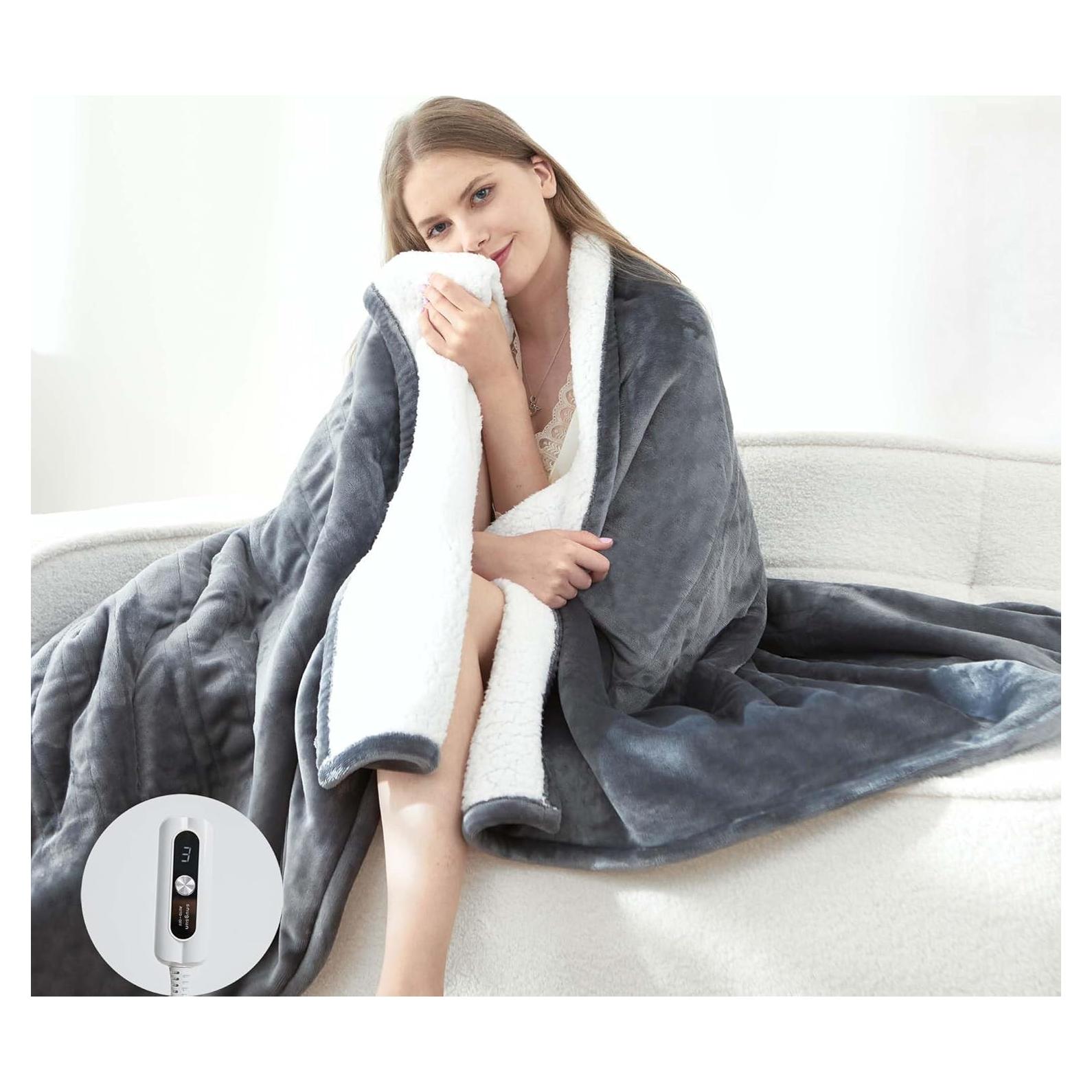 Manta Eléctrica Calentada SNUGSUN Individual 157x213cm Gris